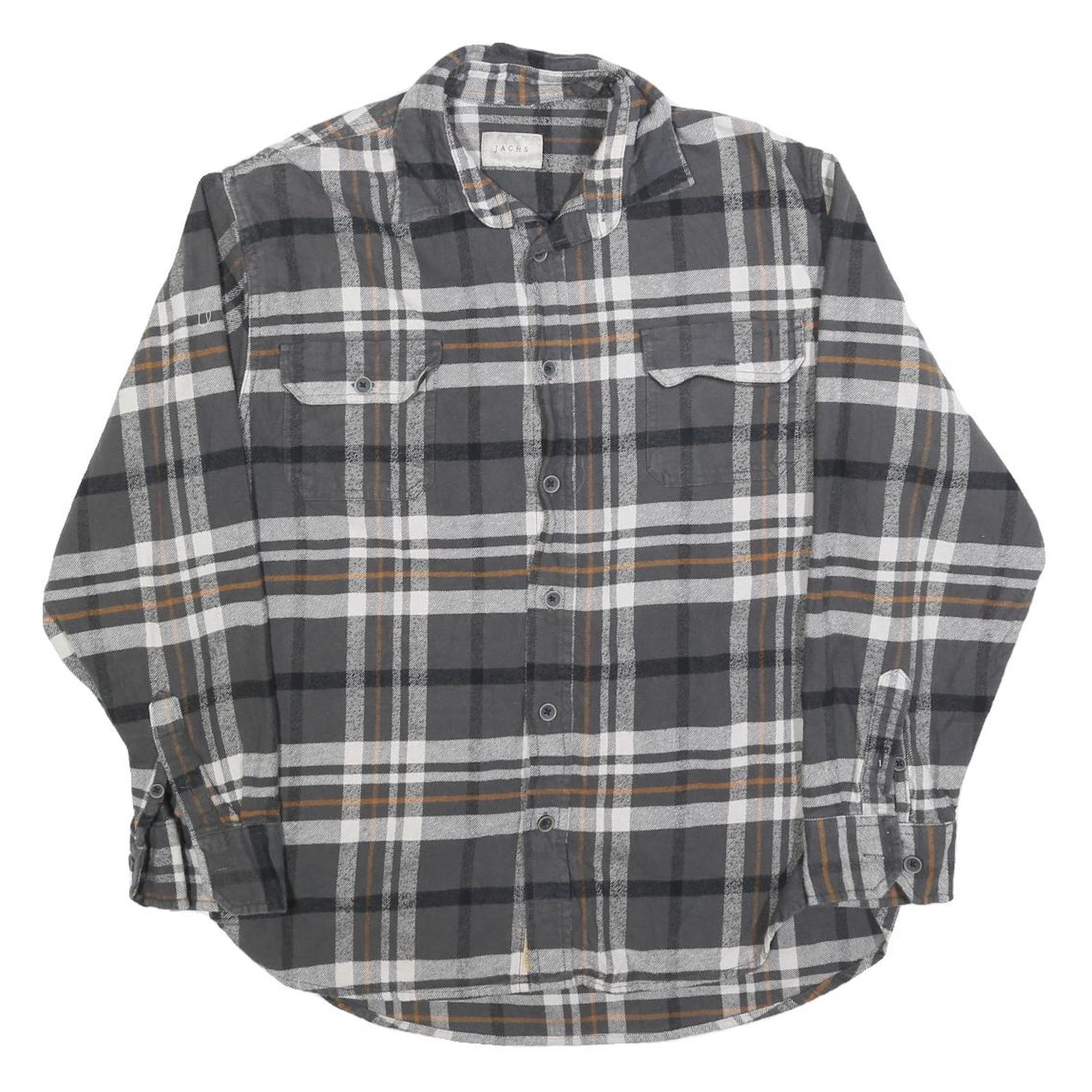 Buy JACHS Mens Grey & Brown Check Shirt L Long Sleeve Button Front Casual Refurbished - $32.49 JACHS Mens Grey & Brown Check Shirt L Long Sleeve Button Front Casual Refurbished - N/A refurbished available on Cerqular