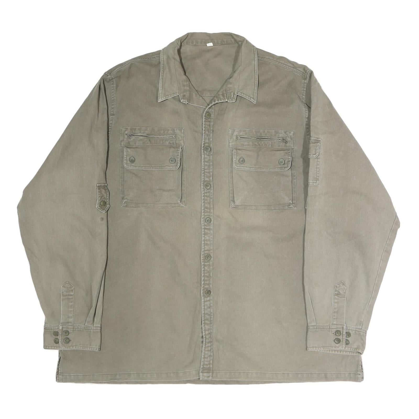 Mens Beige Cotton Shirt Jacket 2XL Button Closure Pocket Casual Durable Refurbished - N/A refurbished available on Cerqular