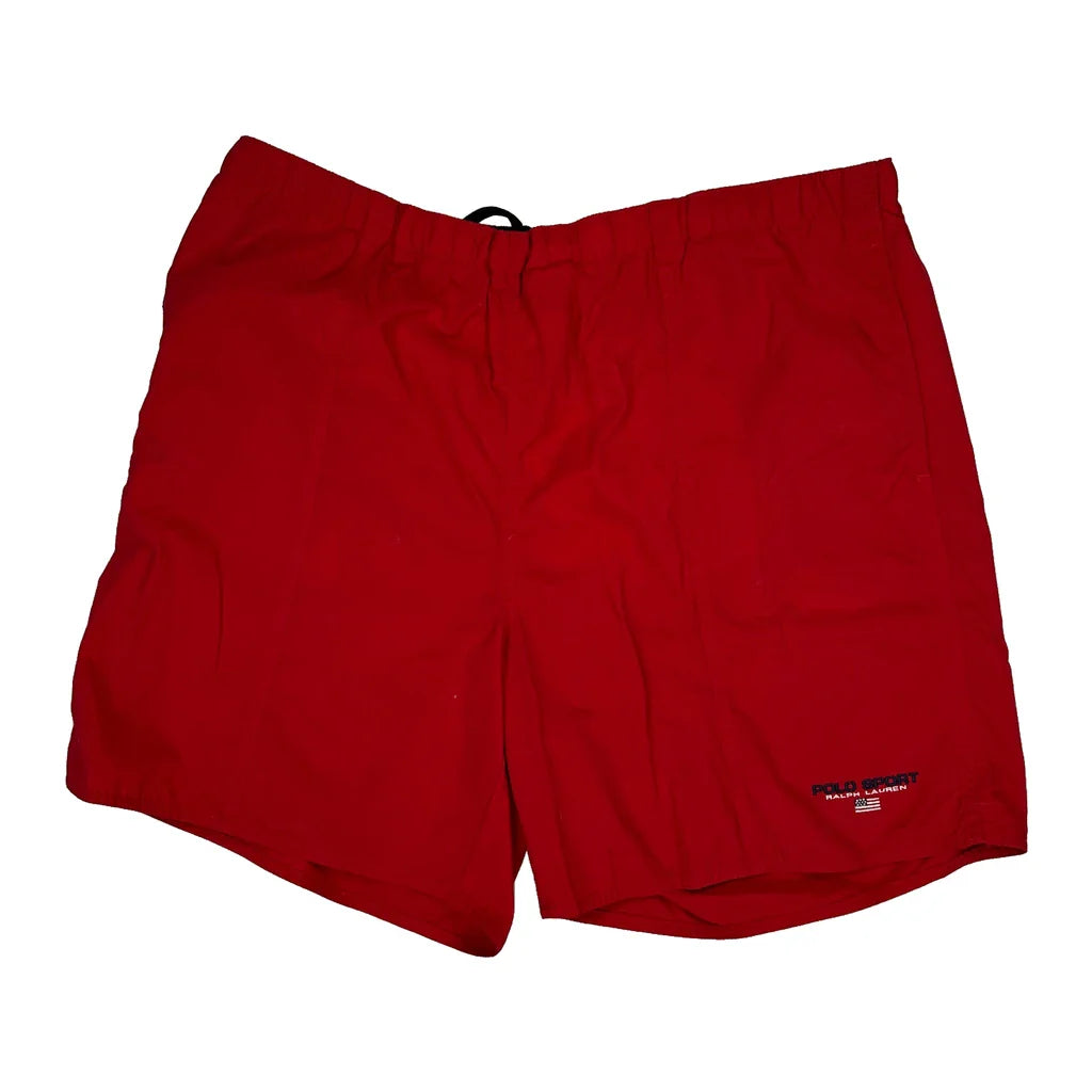 Polo Sport Sport Shorts - Largew 5L Red Polyester Refurbished - Thrifted (note: this is a term often used to describe second- refurbished available on Cerqular