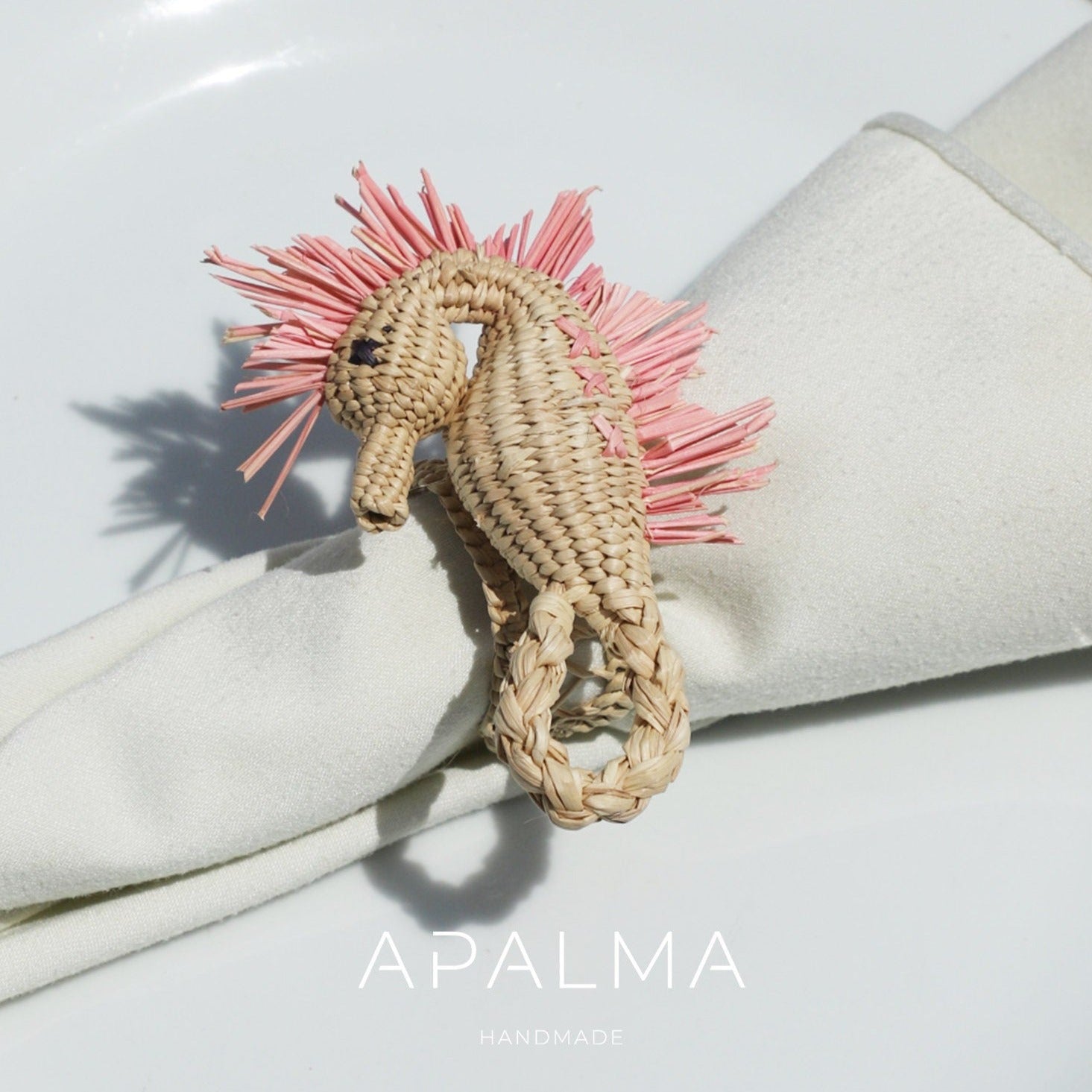 Seahorse Napkin Ring - Sold by Set | Pack: Pack of 4 | Color: Light Pink Refurbished - Apalma Handmade refurbished available on Cerqular