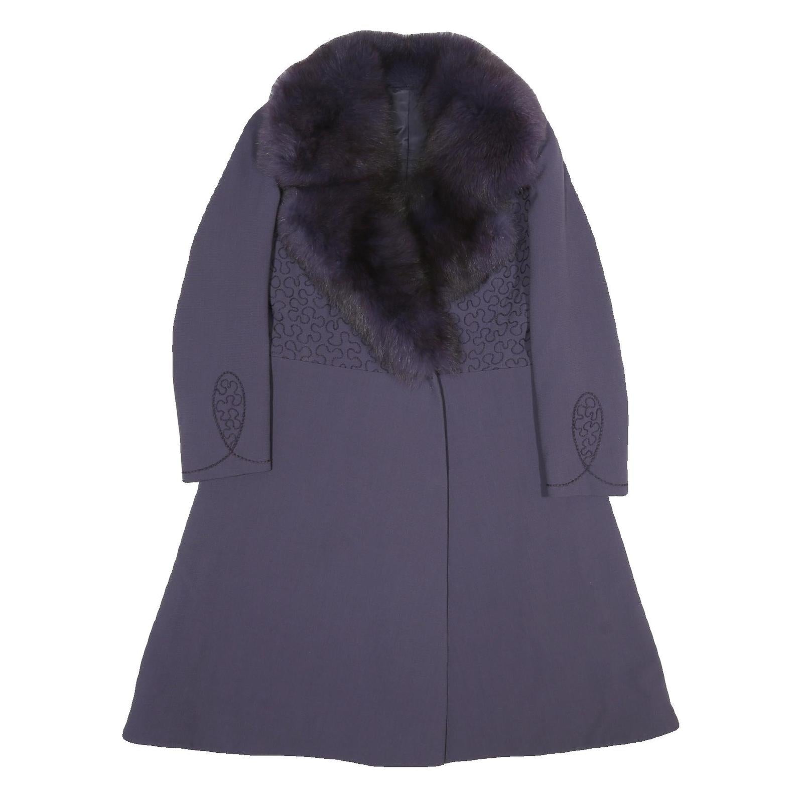 HENRI JEAN Womens Purple Wool Blend Button Jacket S Wool Blend Plain Elegant Refurbished - N/A refurbished available on Cerqular