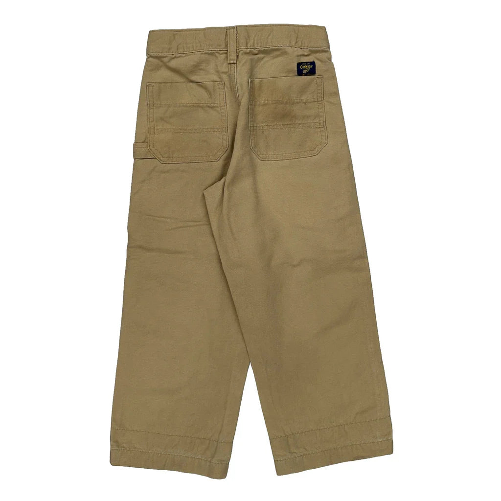 Age 6 Oshkosh Double Knee Carpenter Trousers - Small Beige Cotton Refurbished - Thrifted (note: this is a term often used to describe second- refurbished available on Cerqular