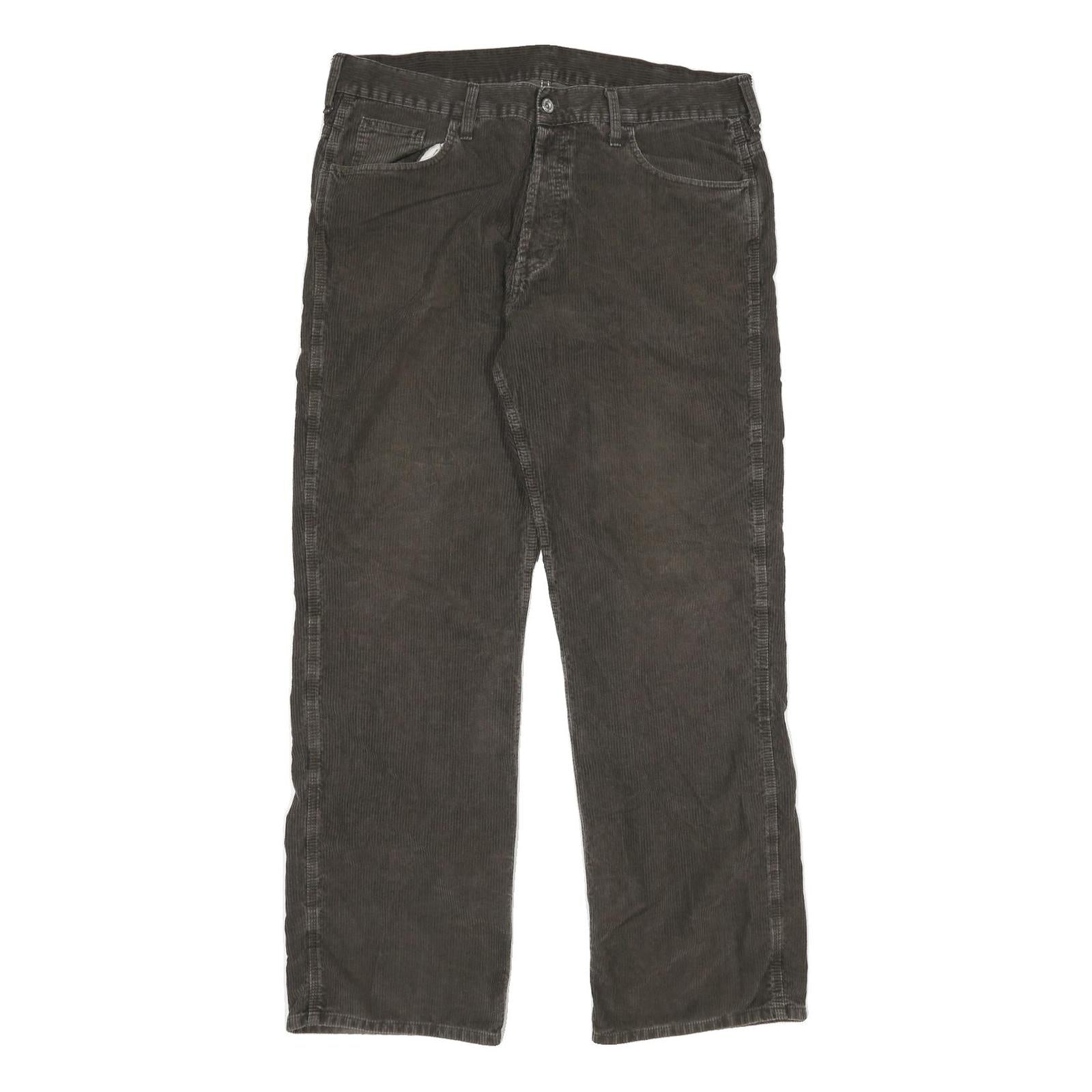 CARHARTT Mens Relaxed Cotton Blend Brown Zip Trousers W36 L31 Workwear Casual Refurbished - N/A refurbished available on Cerqular