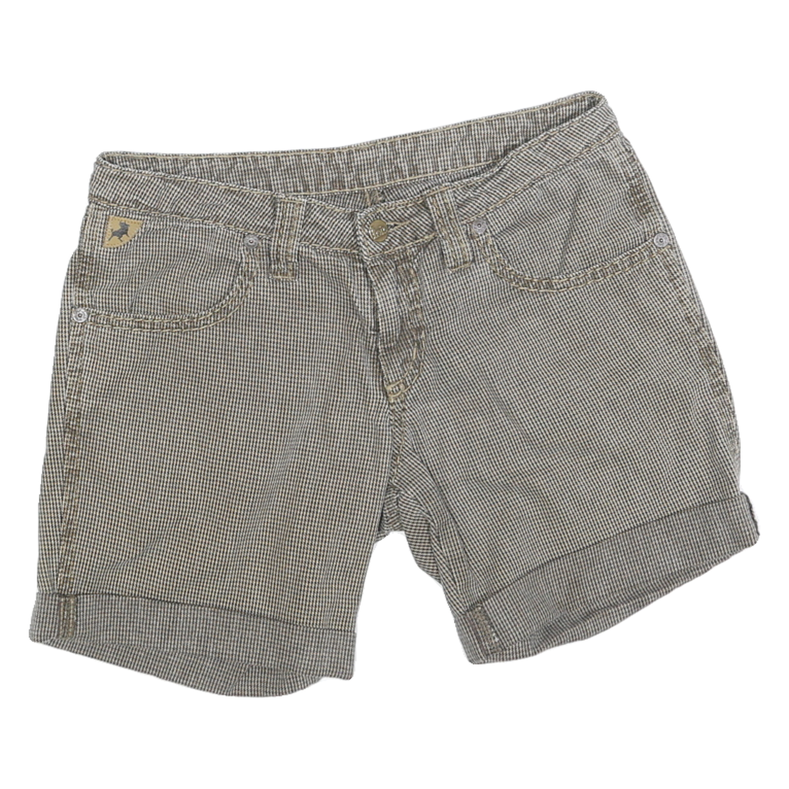 LOIS Womens Shorts Grey Casual M W30 Cotton Blend Check Pattern Rolled Hem Refurbished - N/A refurbished available on Cerqular