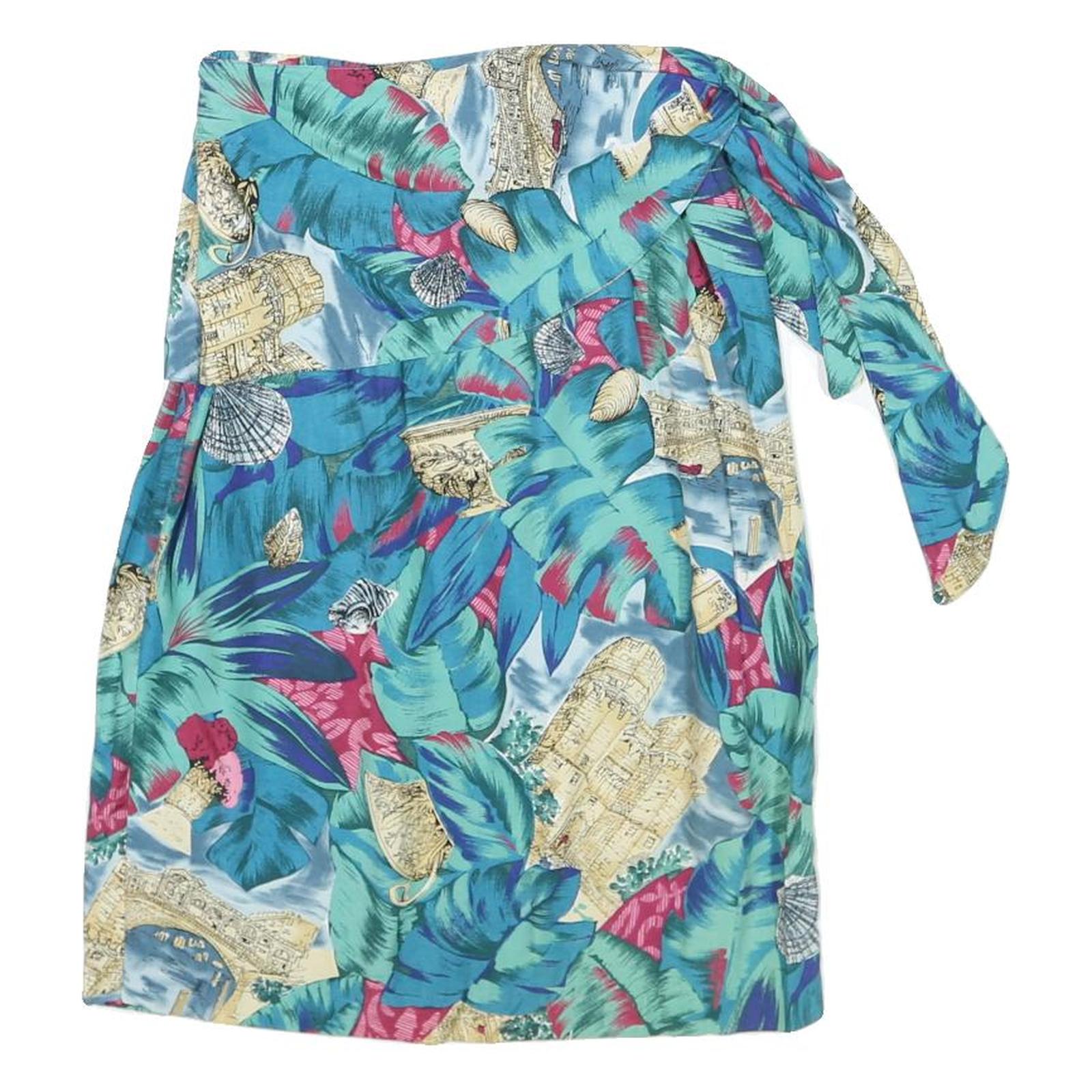 CAROL ANDERSON Womens Blue Floral Rayon Wrap Midi Skirt S Beach Vacation Casual Refurbished - N/A refurbished available on Cerqular