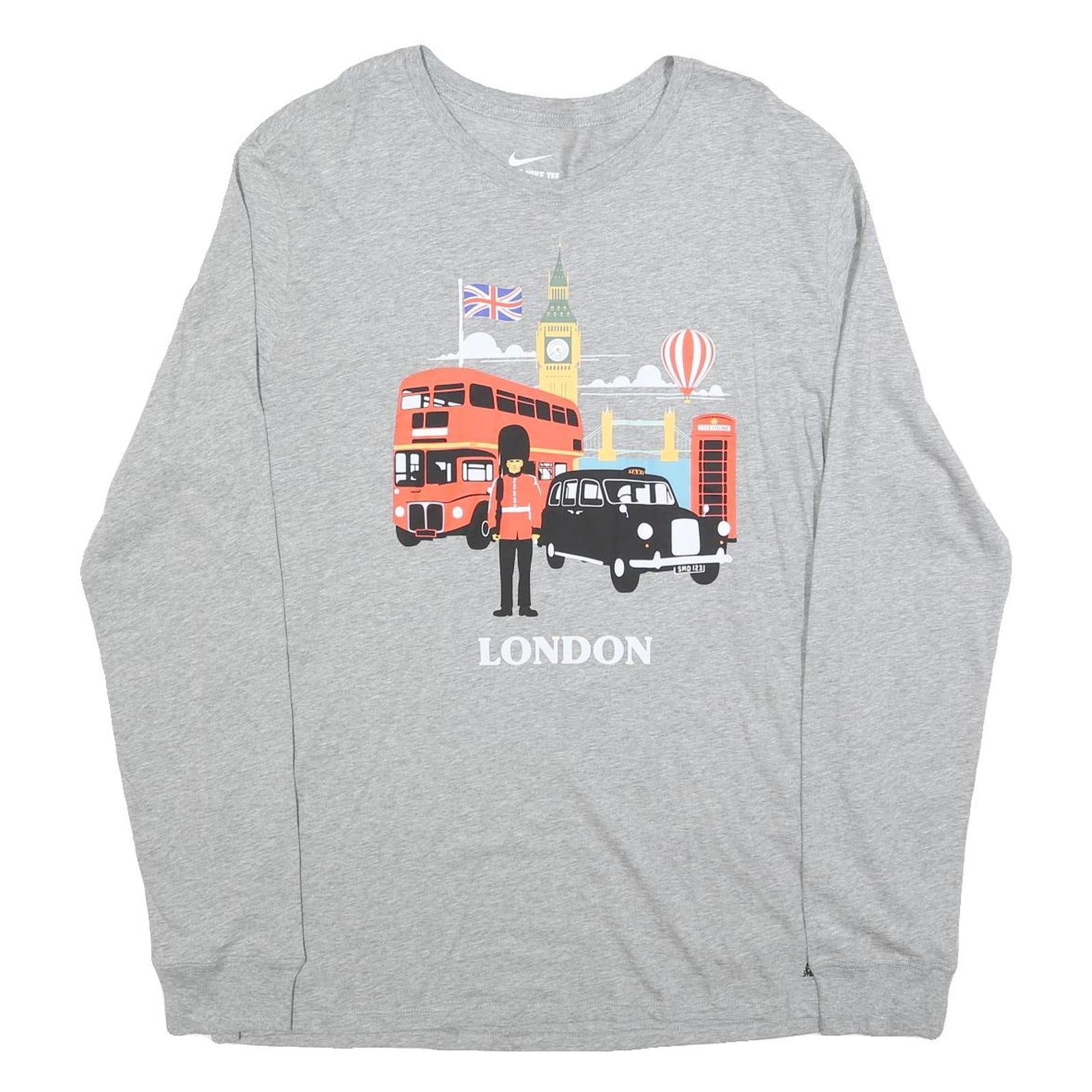 Buy NIKE Mens Grey London Graphic T-Shirt XL Long Sleeve Crew Neck Cotton Blend Refurbished - $28.59 NIKE Mens Grey London Graphic T-Shirt XL Long Sleeve Crew Neck Cotton Blend Refurbished - N/A refurbished available on Cerqular