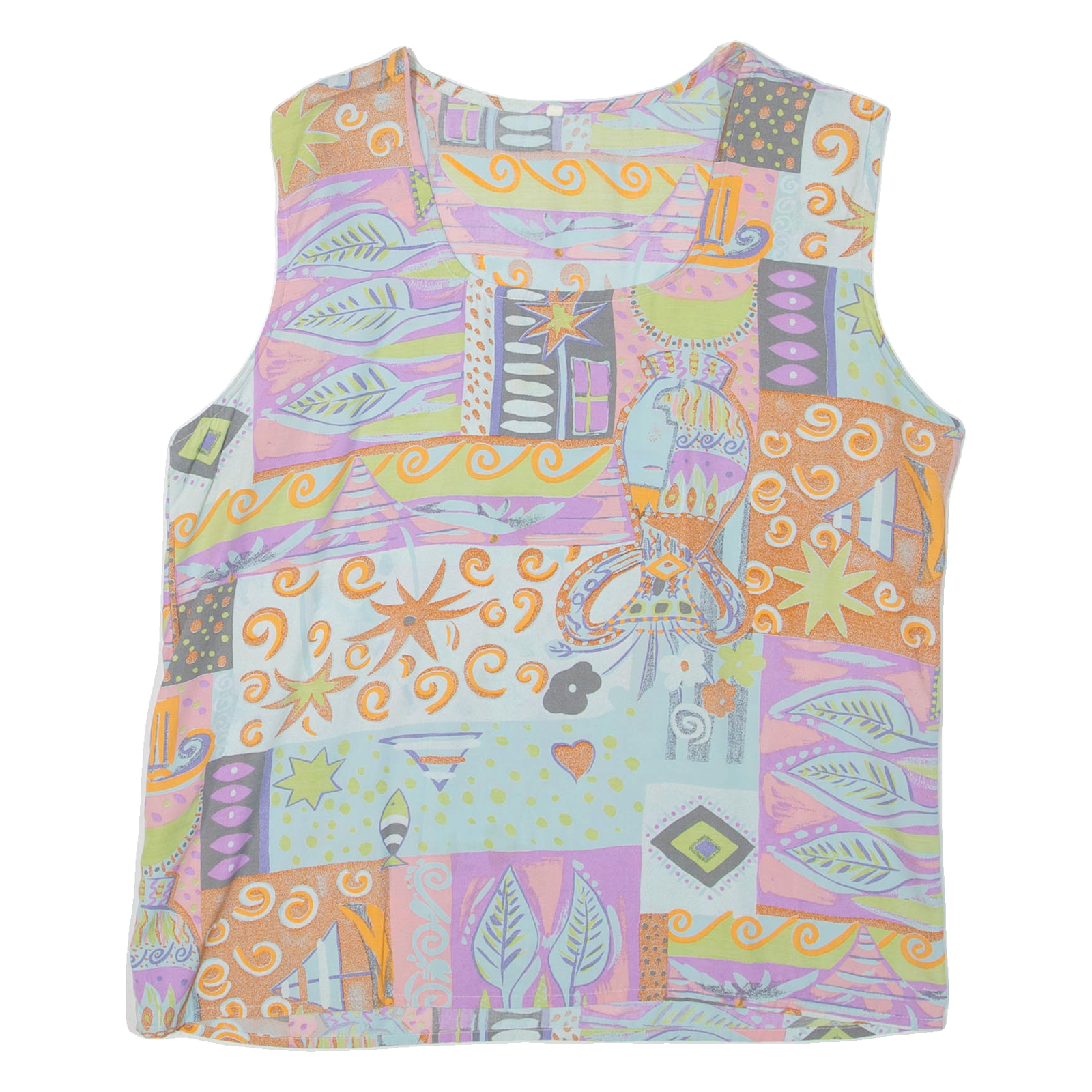 Womens Printed Top Blue Sleeveless Crazy Pattern L Refurbished - N/A refurbished available on Cerqular