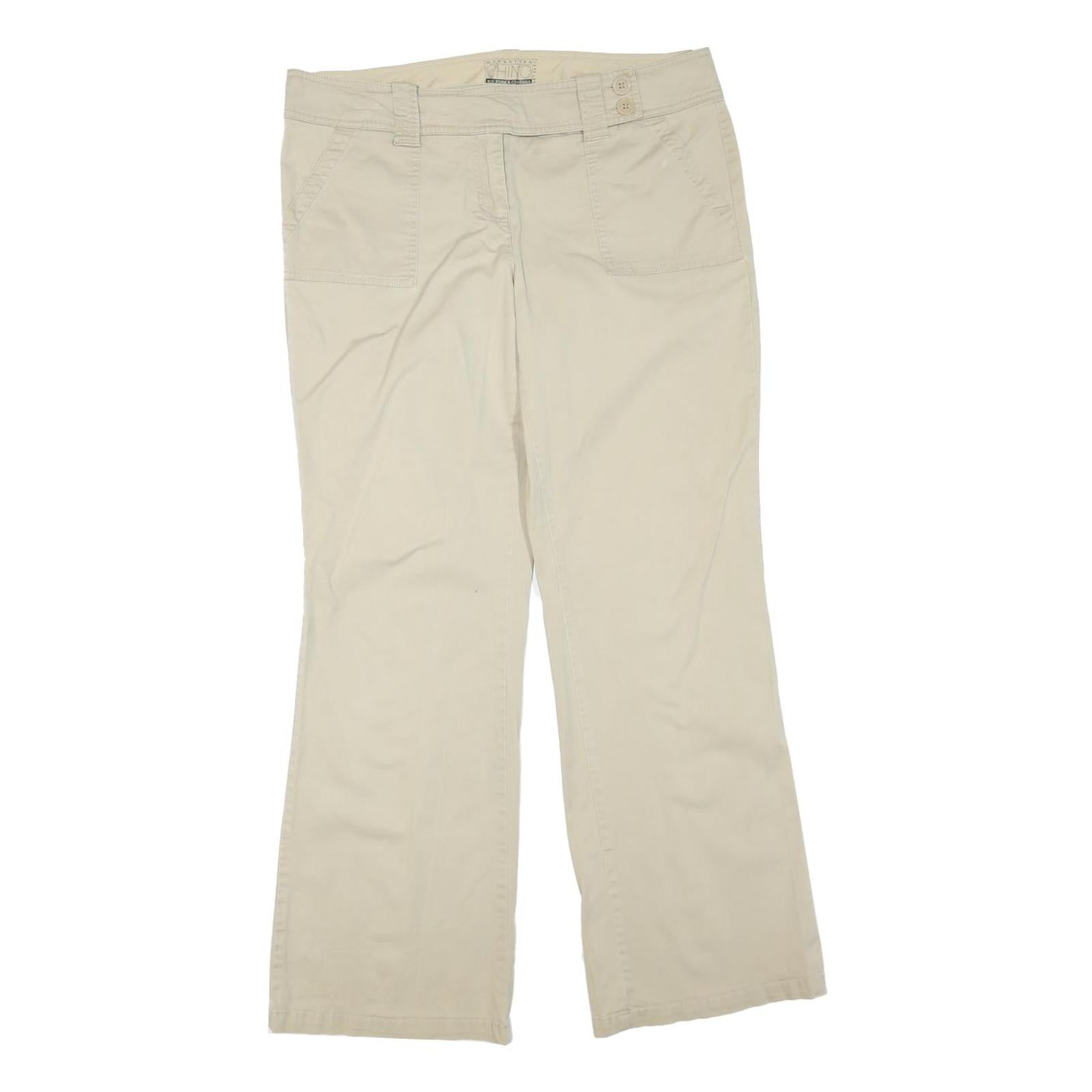 MANHATTAN CHINO Womens Cotton Blend Beige Regular Fit Straight Leg Trousers W36 Refurbished - N/A refurbished available on Cerqular