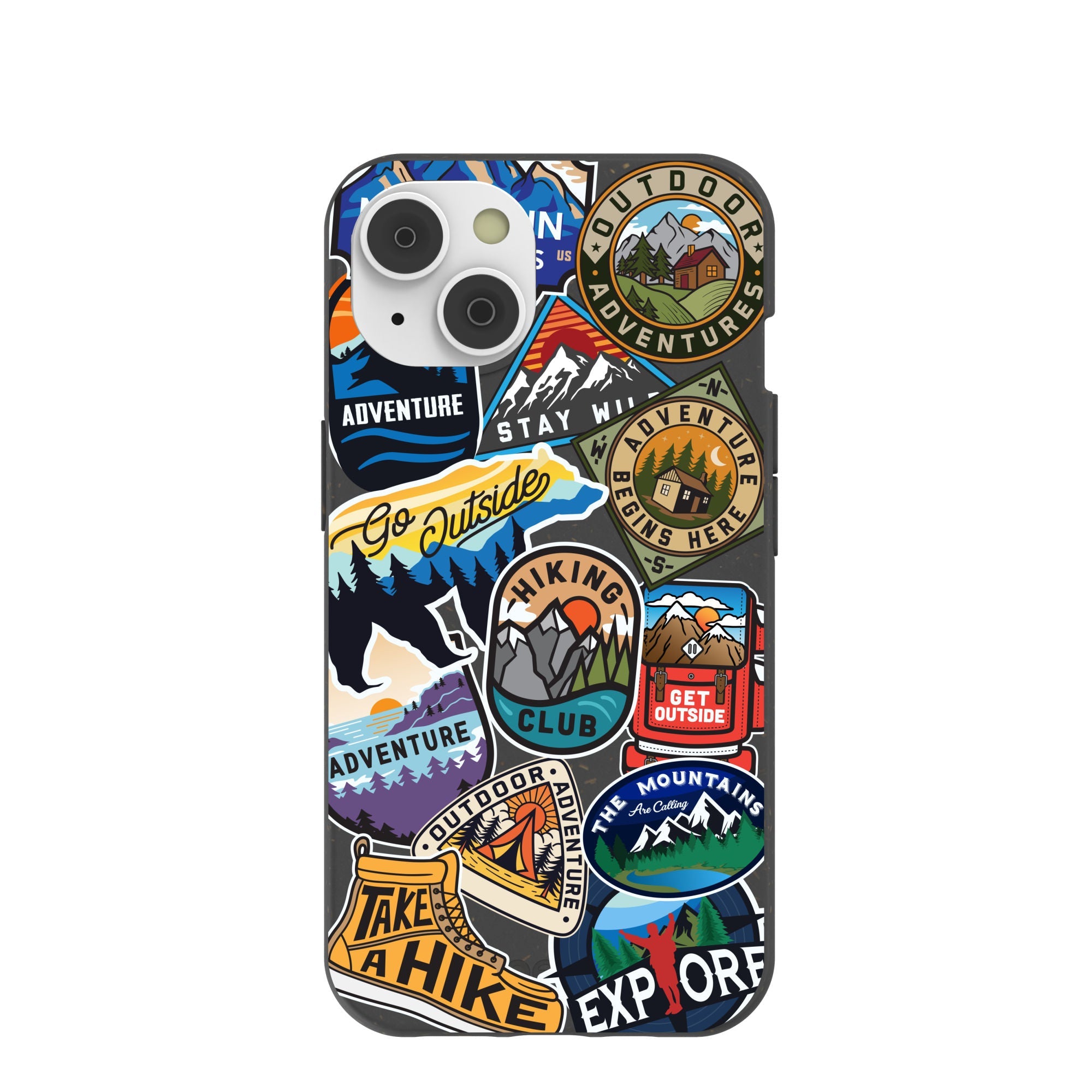 Black Trail Stickers iPhone 14/16e Case Refurbished - Pela Case refurbished available on Cerqular
