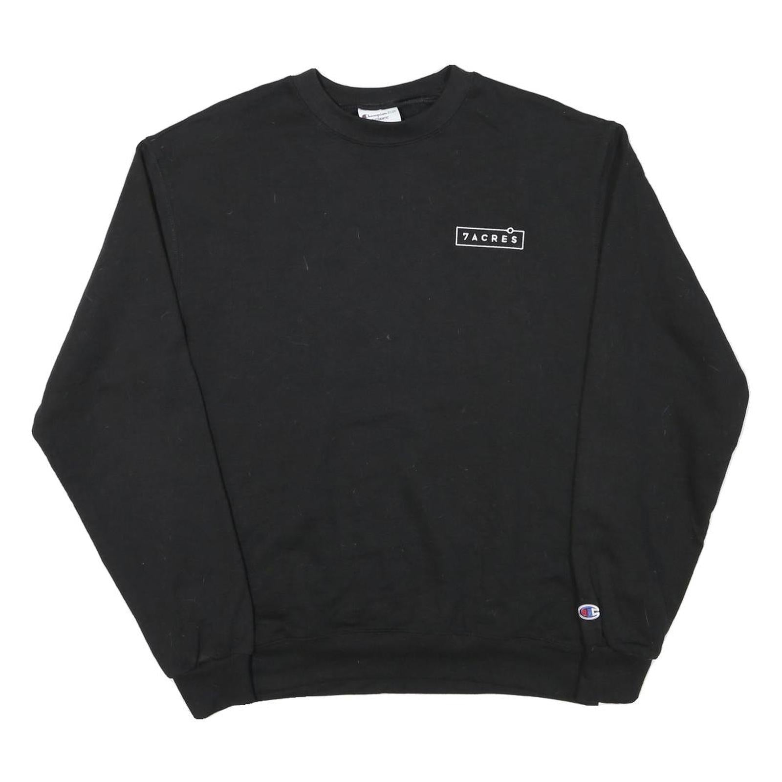 CHAMPION Mens Black Crew Neck M Cotton Blend Sweatshirt Pullover 7ACRES Logo Refurbished - N/A refurbished available on Cerqular