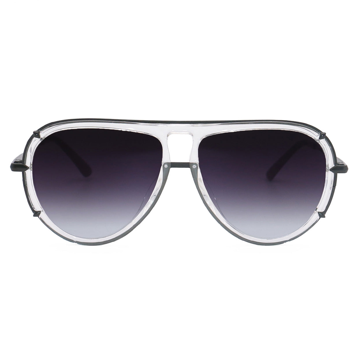 Ivy Luxe - Clear Black Tangle-Free Round Aviator Sunglasses | Color: Clear - Black | Size: OS Refurbished - N/A refurbished available on Cerqular