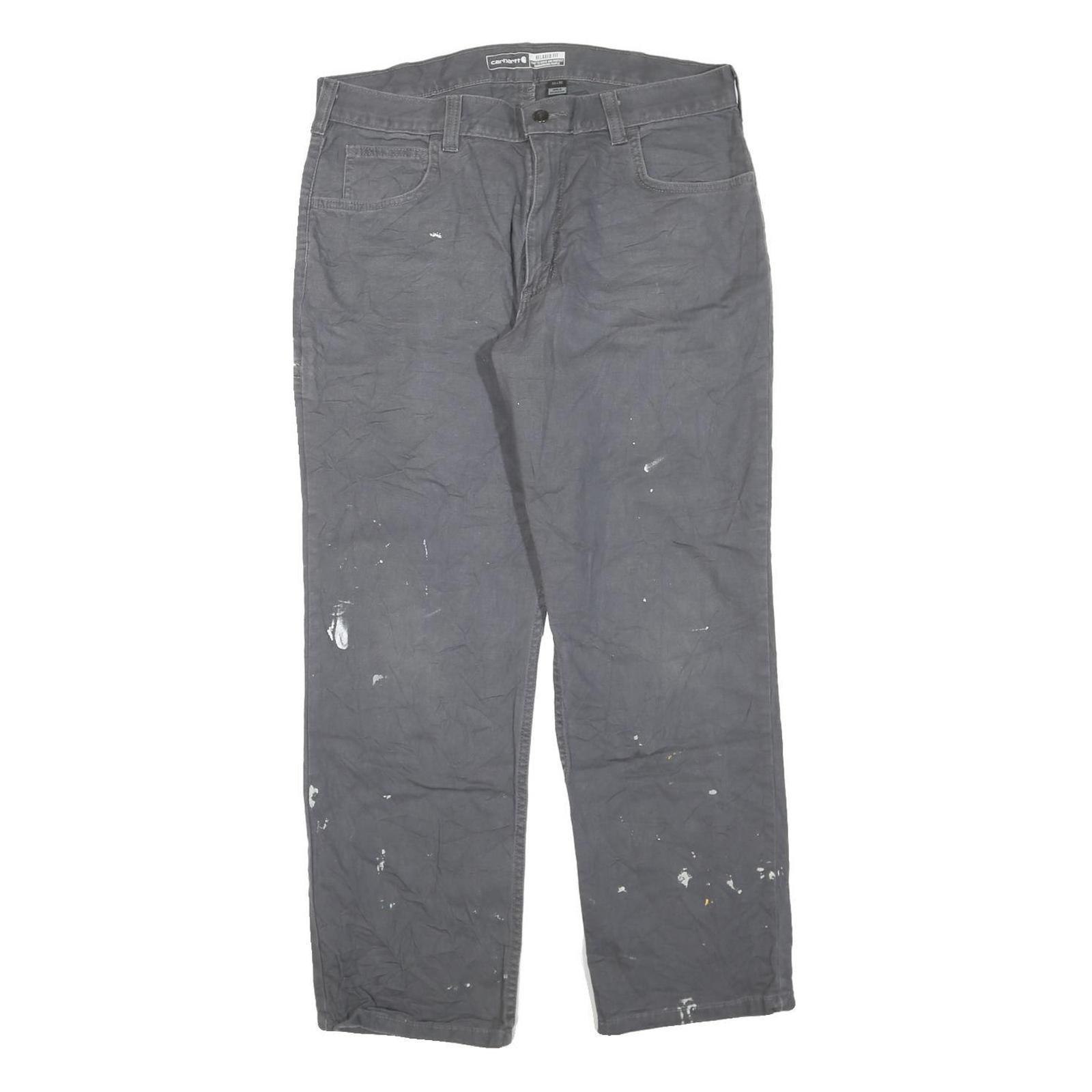 CARHARTT Mens Regular Fit Grey Cotton Blend Zip Trousers W36 L30 Workwear Refurbished - N/A refurbished available on Cerqular