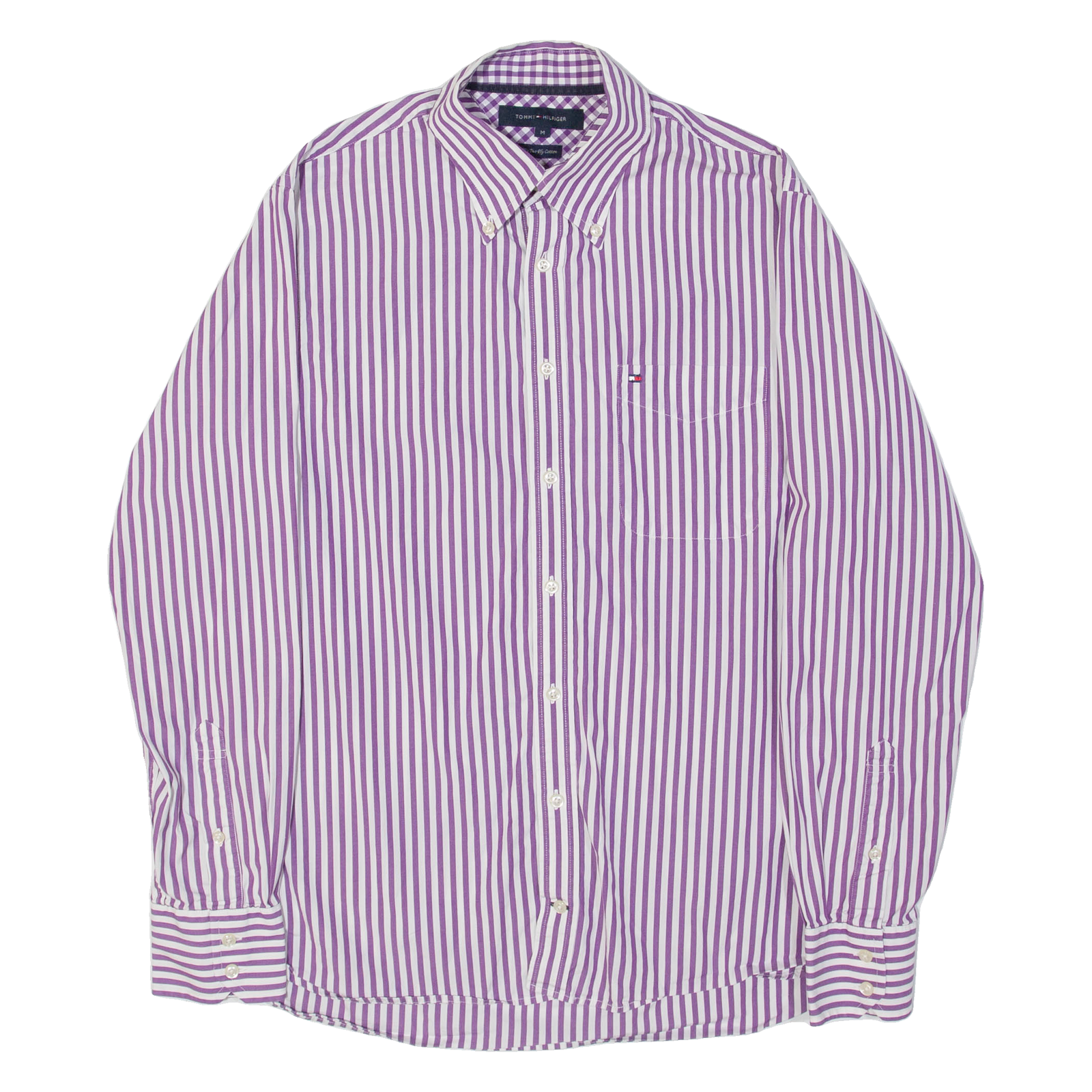 TOMMY HILFIGER Mens Flannel Shirt Purple Striped Long Sleeve M Refurbished - N/A refurbished available on Cerqular