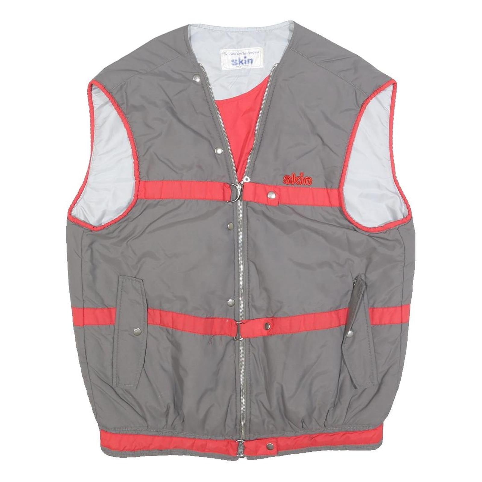 SKIN Womens Grey & Red Sleeveless Jacket M Polyester Blend Zip Sportswear Vest Refurbished - N/A refurbished available on Cerqular