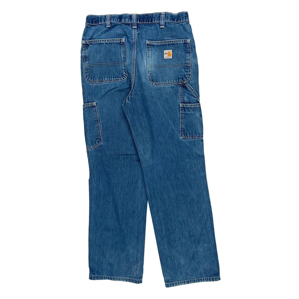 Carhartt Carpenter Jeans - 32W 31L Blue Cotton Refurbished - Thrifted (note: this is a term often used to describe second- refurbished available on Cerqular
