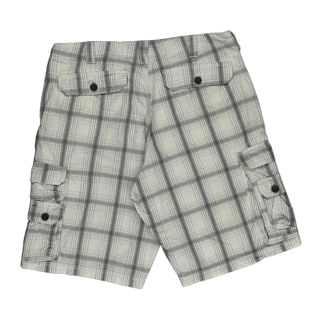 Lee Checked Cargo Shorts - 36W 11L White Cotton Refurbished - Thrifted (note: this is a term often used to describe second- refurbished available on Cerqular