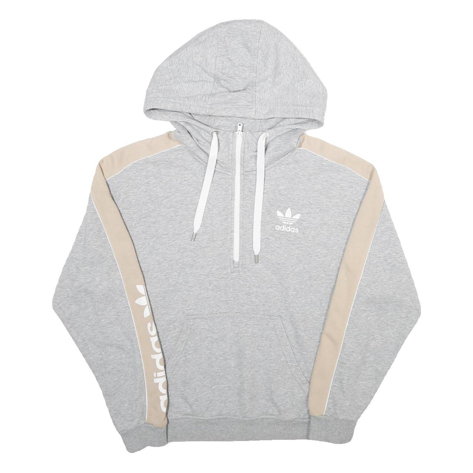 ADIDAS Womens Grey & Beige Hoodie UK 10 Cotton Blend Pullover Casual Sportswear Refurbished - N/A refurbished available on Cerqular