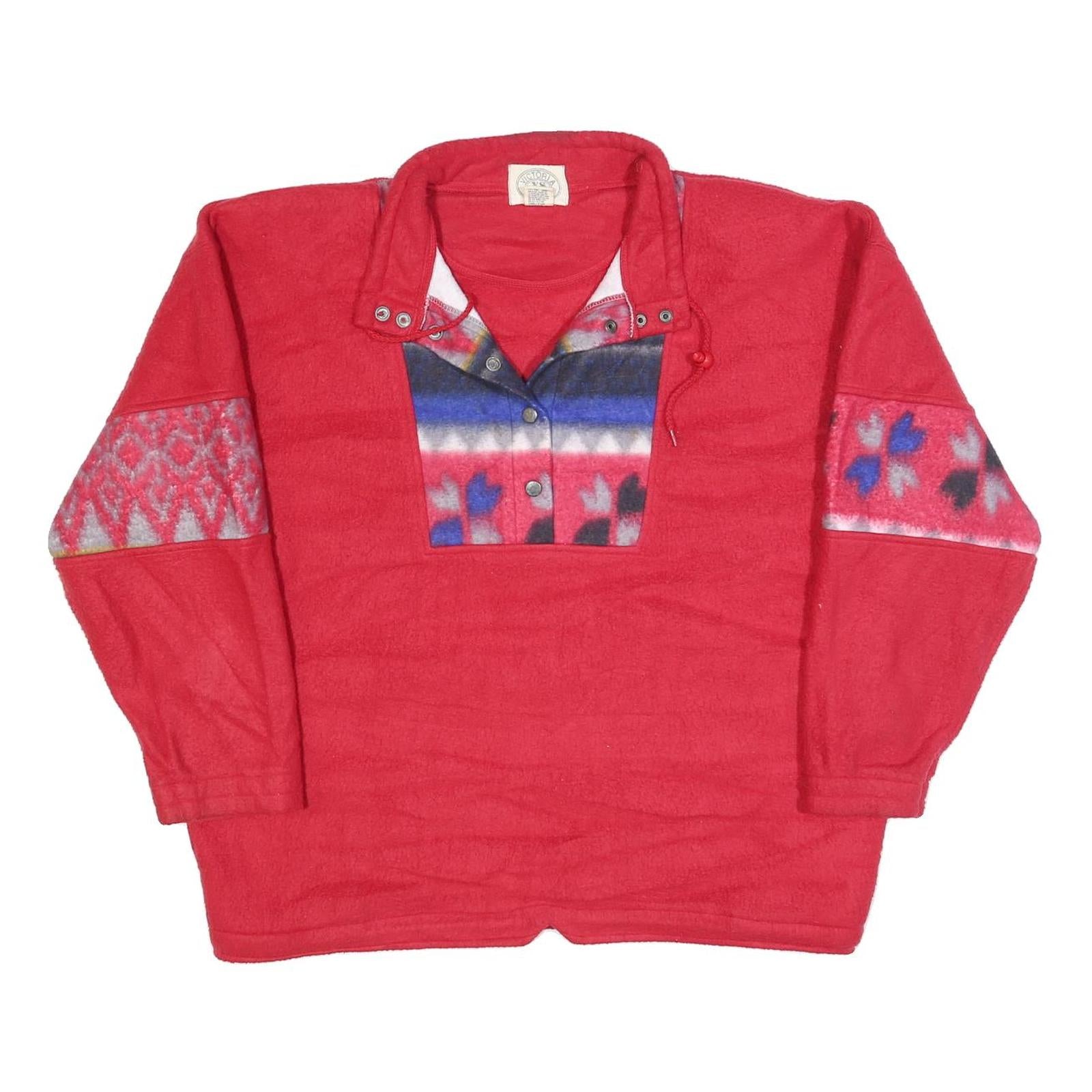 VICTORIA SPORT Womens Red Patterned Pullover Jumper Polyester L Activewear Refurbished - N/A refurbished available on Cerqular