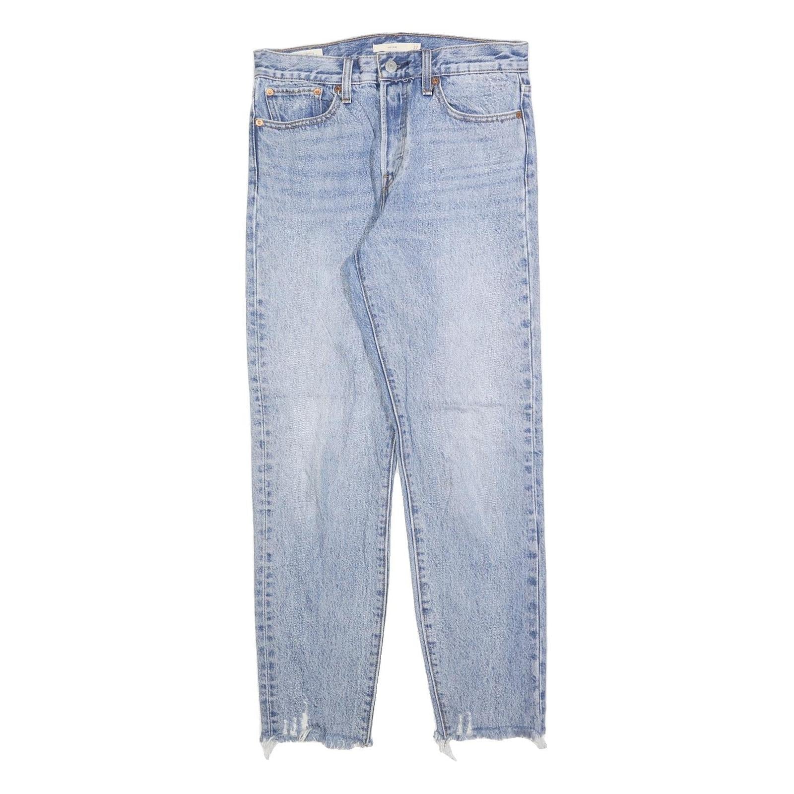 LEVI'S Womens Light Blue Regular Straight Denim Raw Hem W27 L27 Casual Jeans Refurbished - N/A refurbished available on Cerqular