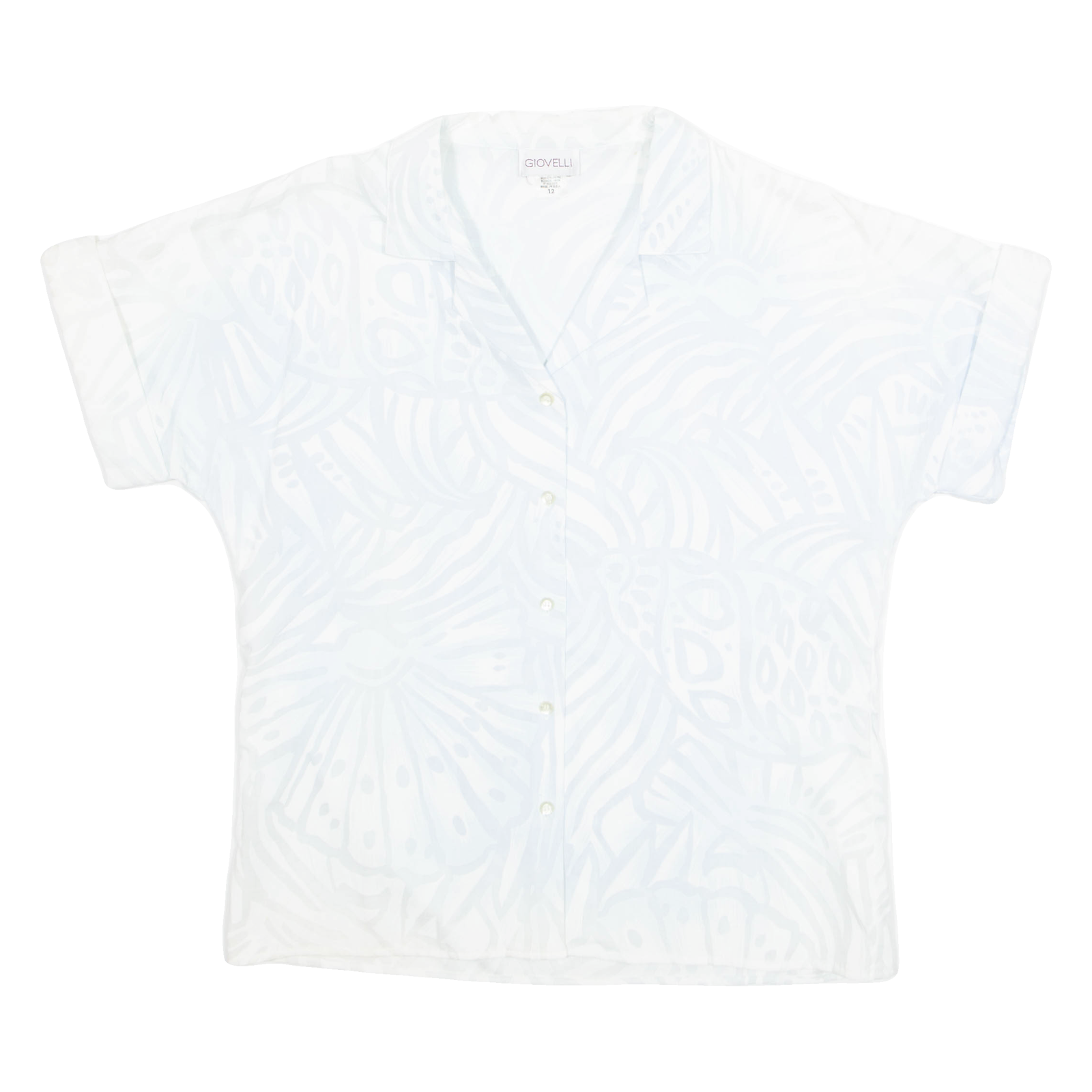 GIOVELLI Womens Printed Blouse Blue Collared Crazy Pattern M Refurbished - N/A refurbished available on Cerqular