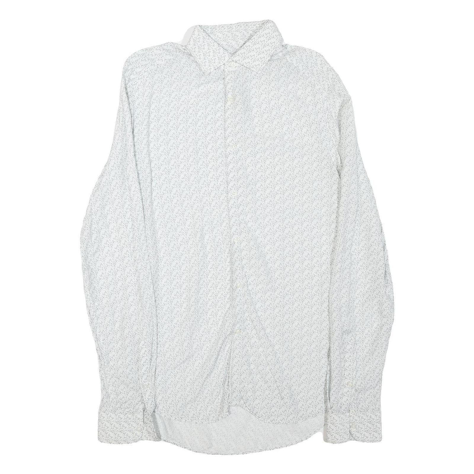 REISS Womens White & Black Patterned Shirt S Cotton Blend Formal Long Sleeve Refurbished - N/A refurbished available on Cerqular