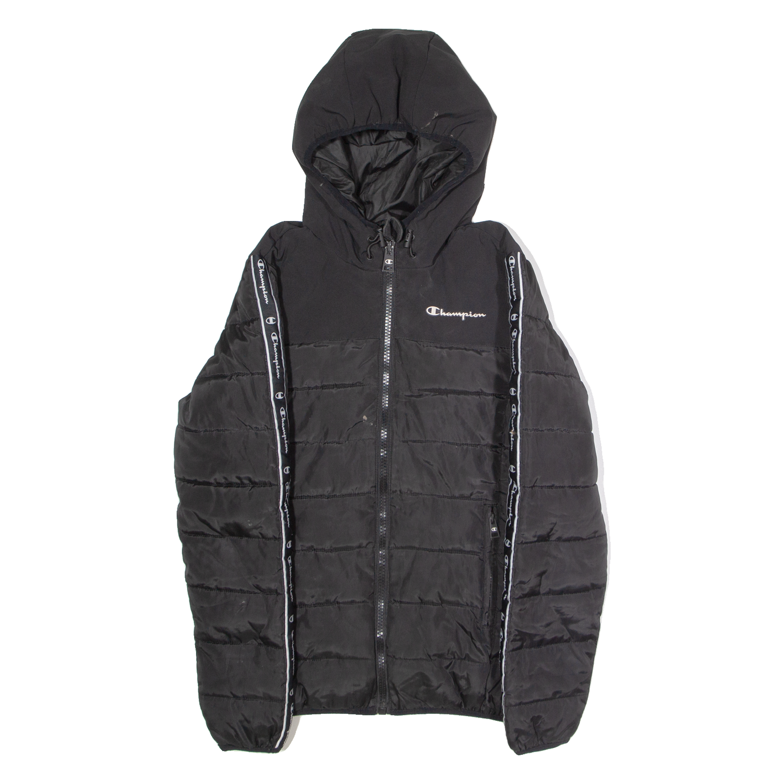 CHAMPION Mens Puffer Jacket Black Hooded S Refurbished - N/A refurbished available on Cerqular