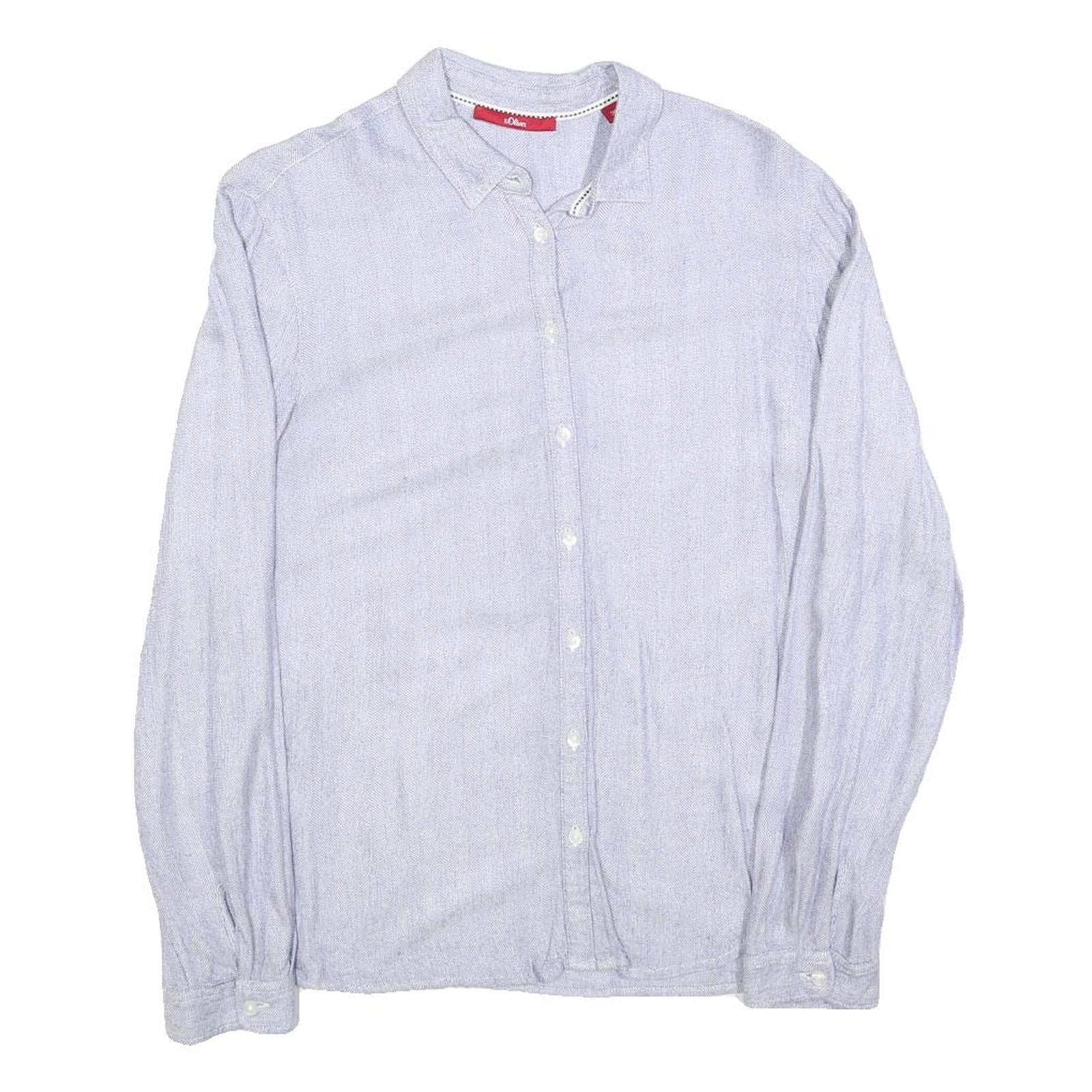 S OLIVER Womens Blue Shirt S Cotton Blend Button Down Casual Long Sleeve Refurbished - N/A refurbished available on Cerqular