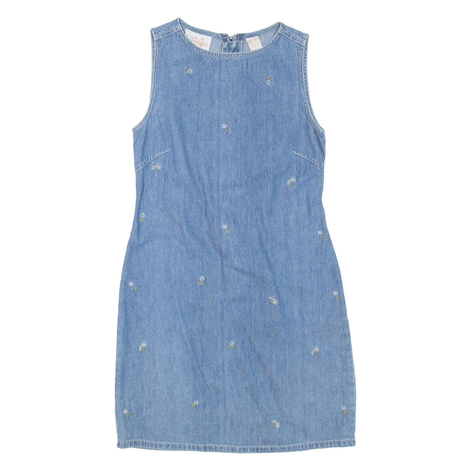 V.I.PETITES Womens Day Dress Blue Denim Floral Sleeveless Short XXS Refurbished - N/A refurbished available on Cerqular