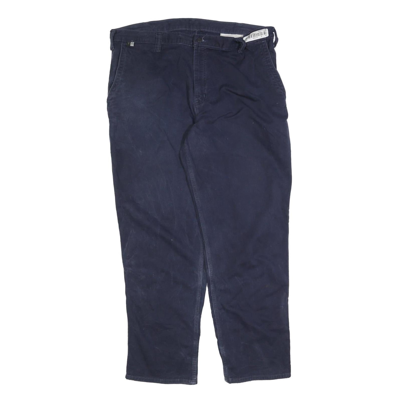CARHARTT Mens Navy Blue Regular Fit Straight Leg Trousers W40 L32 Cotton Blend Refurbished - N/A refurbished available on Cerqular