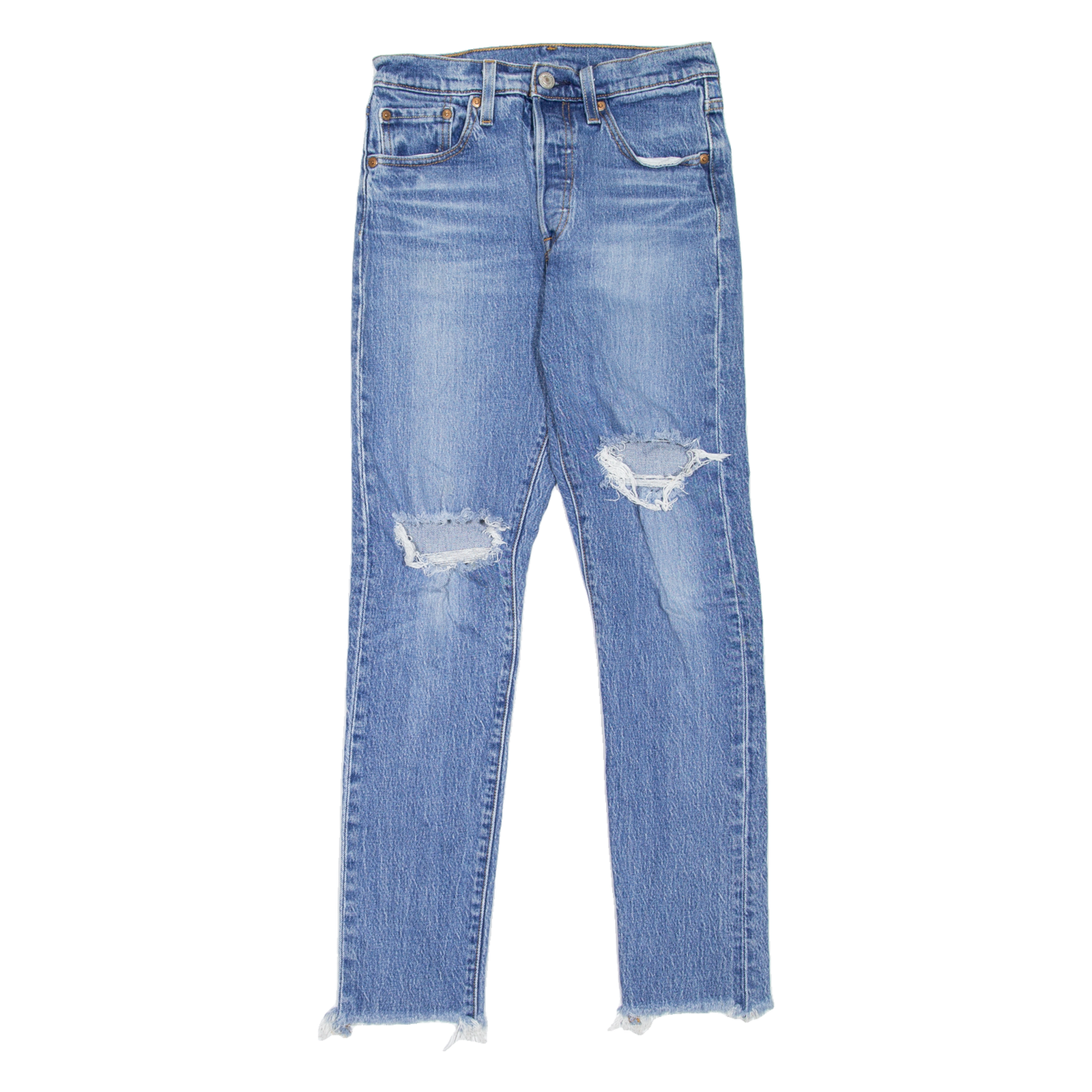 LEVI'S 501S Jeans Distressed Womens Blue Skinny Straight Stone Wash W25 L28 Refurbished - N/A refurbished available on Cerqular
