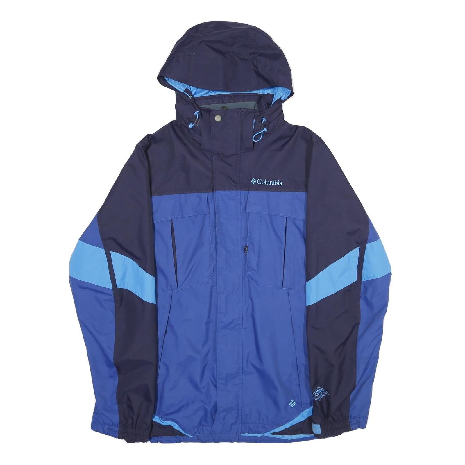 COLUMBIA Mens Blue & Navy Outdoor Jacket S Nylon Colourblock Hooded Zip Refurbished - N/A refurbished available on Cerqular