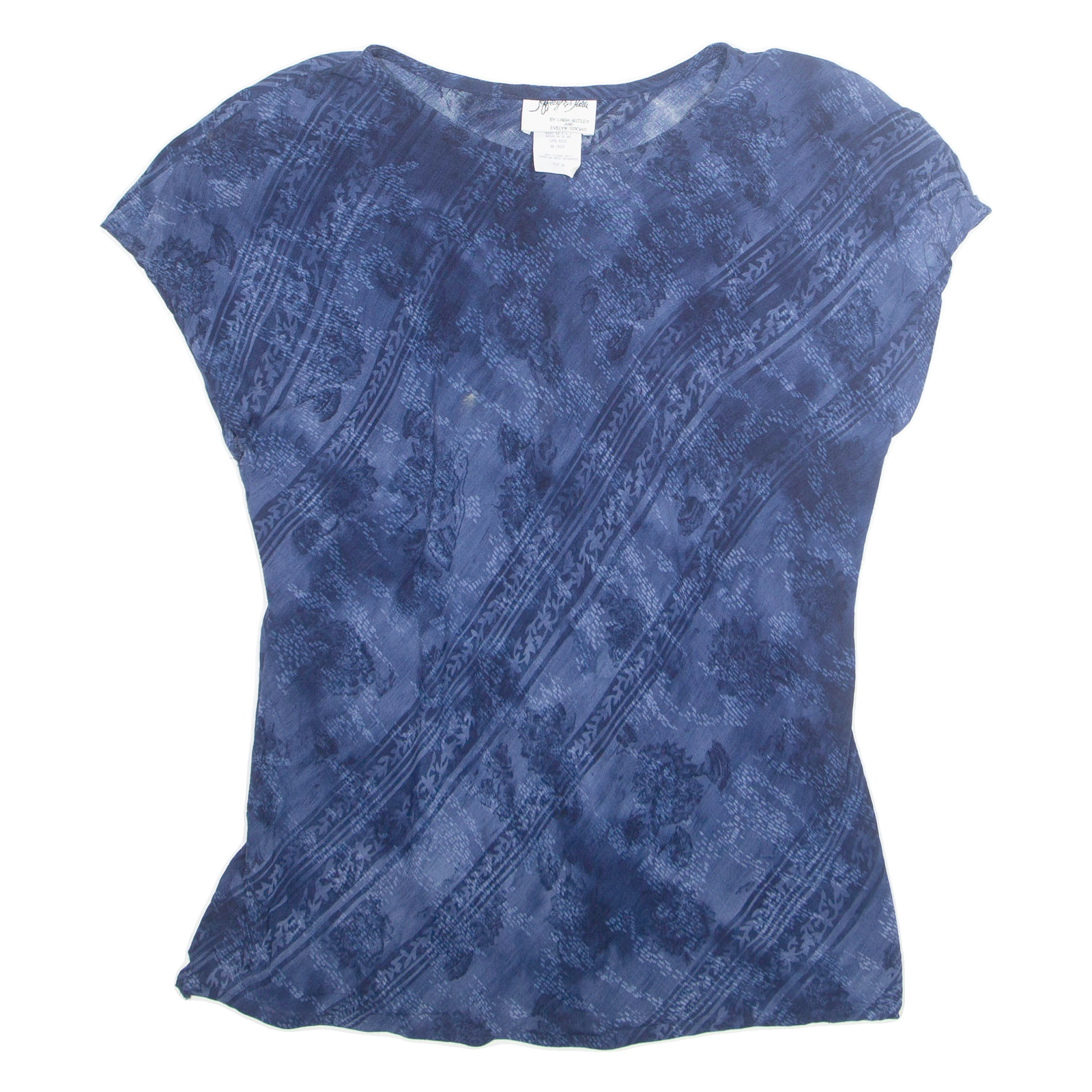 JEFFREY DEUR Womens Printed Top Blue Sleeveless Floral M Refurbished - N/A refurbished available on Cerqular