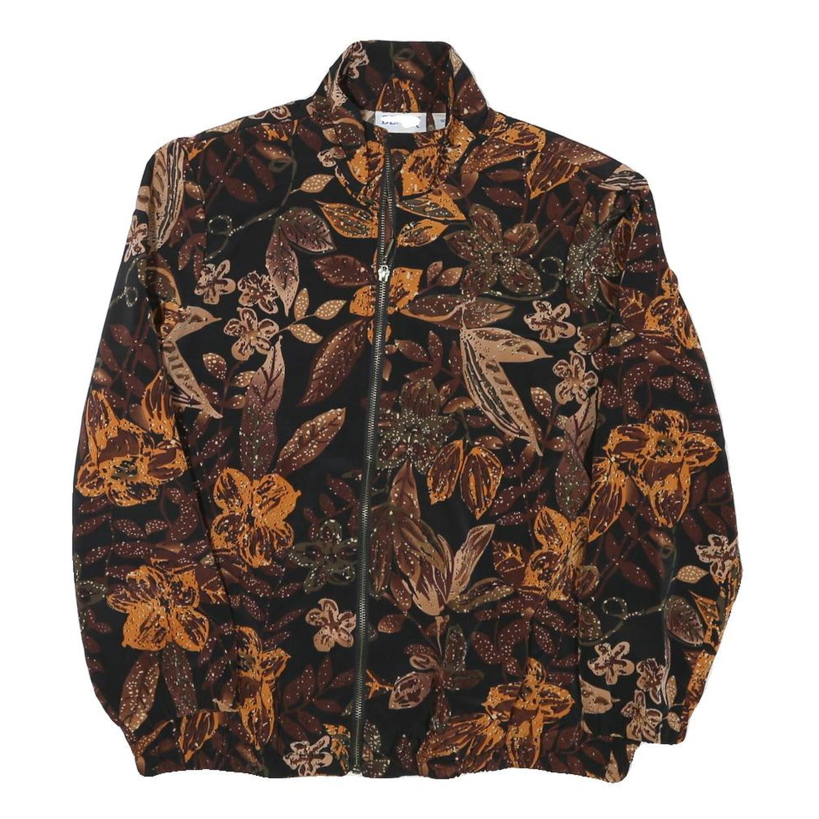 BLAIR Womens Black Brown Floral Print Zip Jacket M Polyester Blend Casual Refurbished - N/A refurbished available on Cerqular
