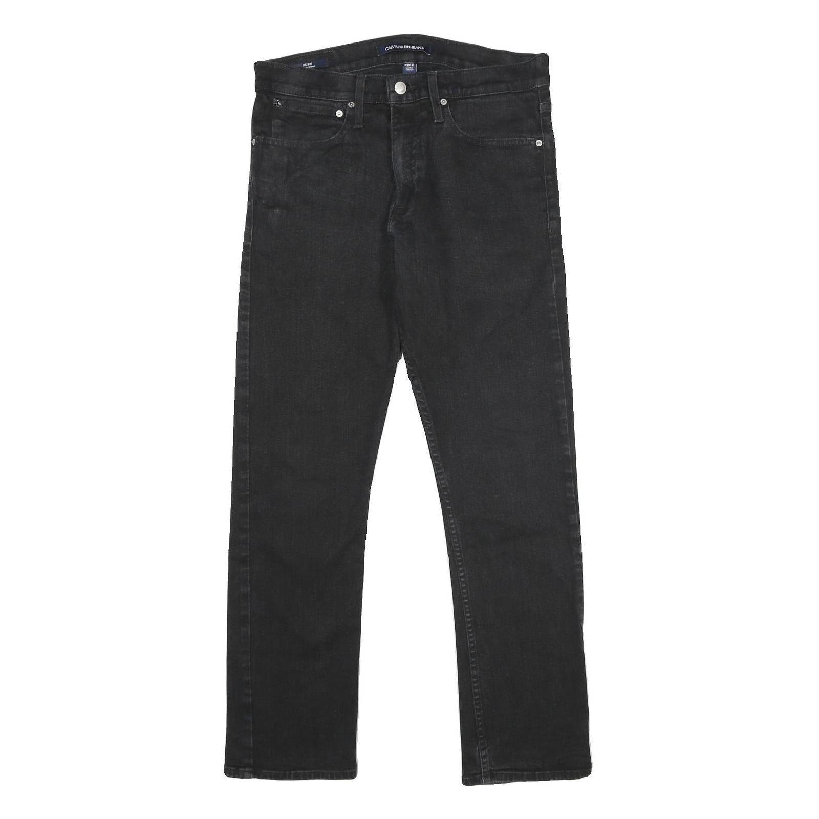 CALVIN KLEIN JEANS Mens Black Regular Fit Straight Denim W31 L32 Zip Cotton Refurbished - N/A refurbished available on Cerqular