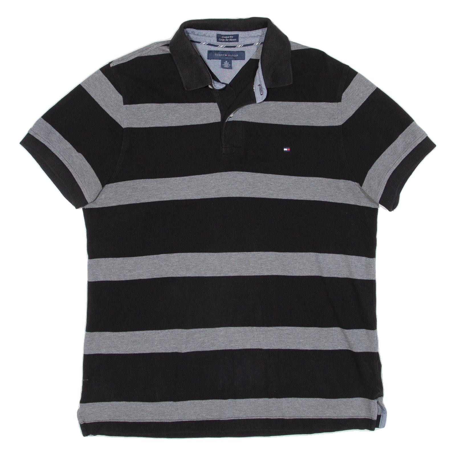TOMMY HILFIGER Mens Polo Shirt Black Striped M Refurbished - N/A refurbished available on Cerqular