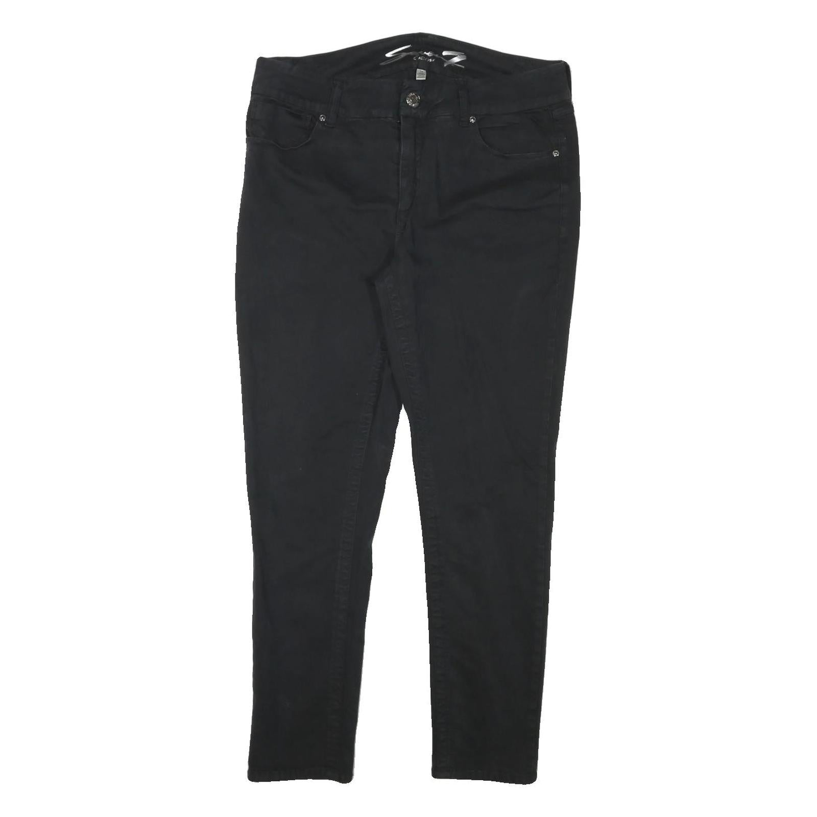 SEVEN7 Womens Black Slim Slim Leg Trousers W34 L28 Zip Cotton Blend Stylish Refurbished - N/A refurbished available on Cerqular