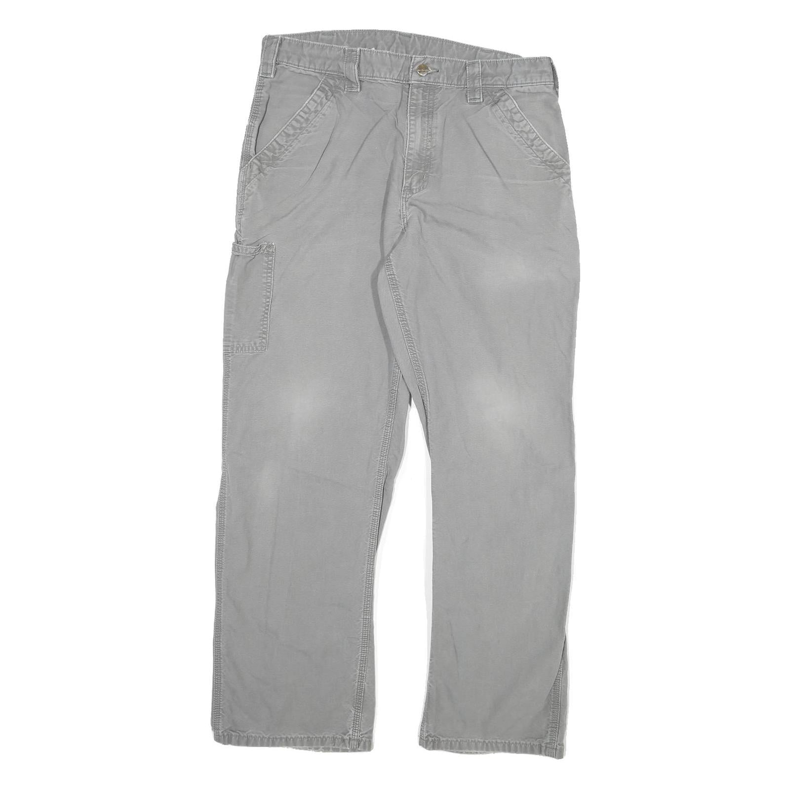 CARHARTT Mens Regular Fit Grey Cotton Blend Workwear Trousers W34 L30 Durable Refurbished - N/A refurbished available on Cerqular