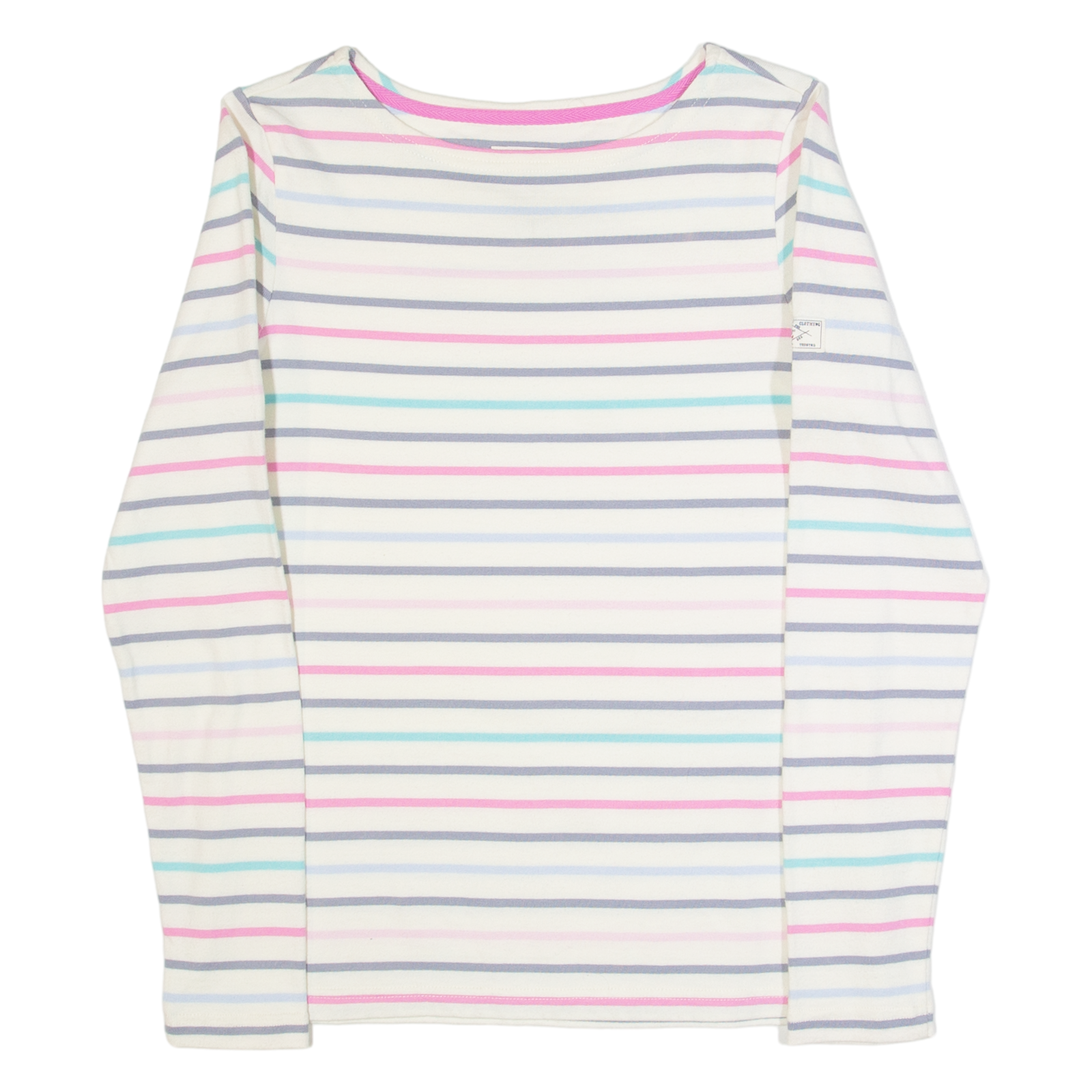 JOULES Womens Patterned Jumper White Striped Tight Knit UK 6 Refurbished - N/A refurbished available on Cerqular