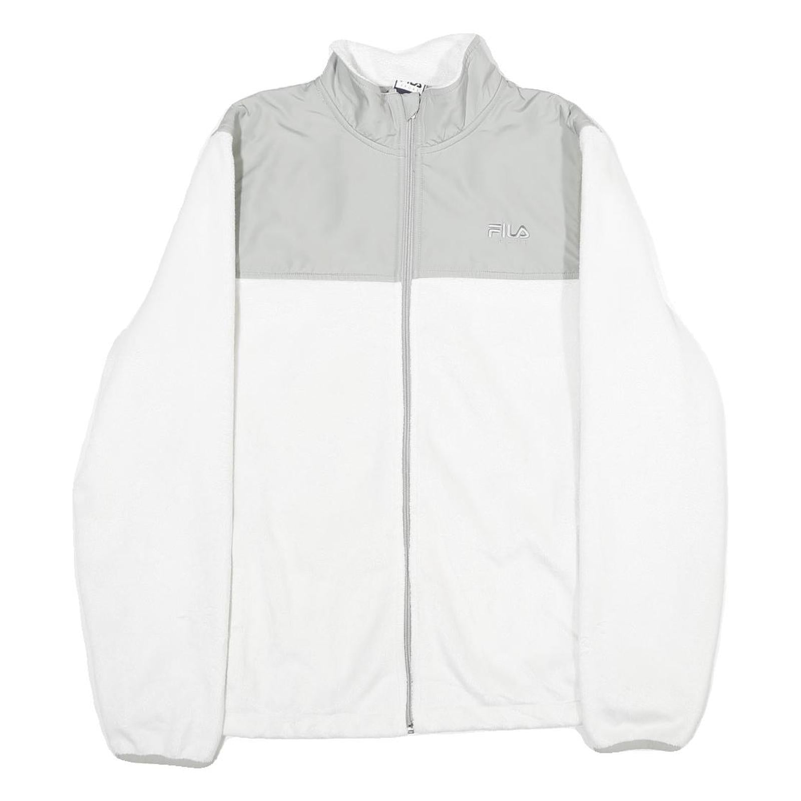 FILA Womens White & Grey Casual Polyester Jacket L Zip Plain Warm Soft Refurbished - N/A refurbished available on Cerqular
