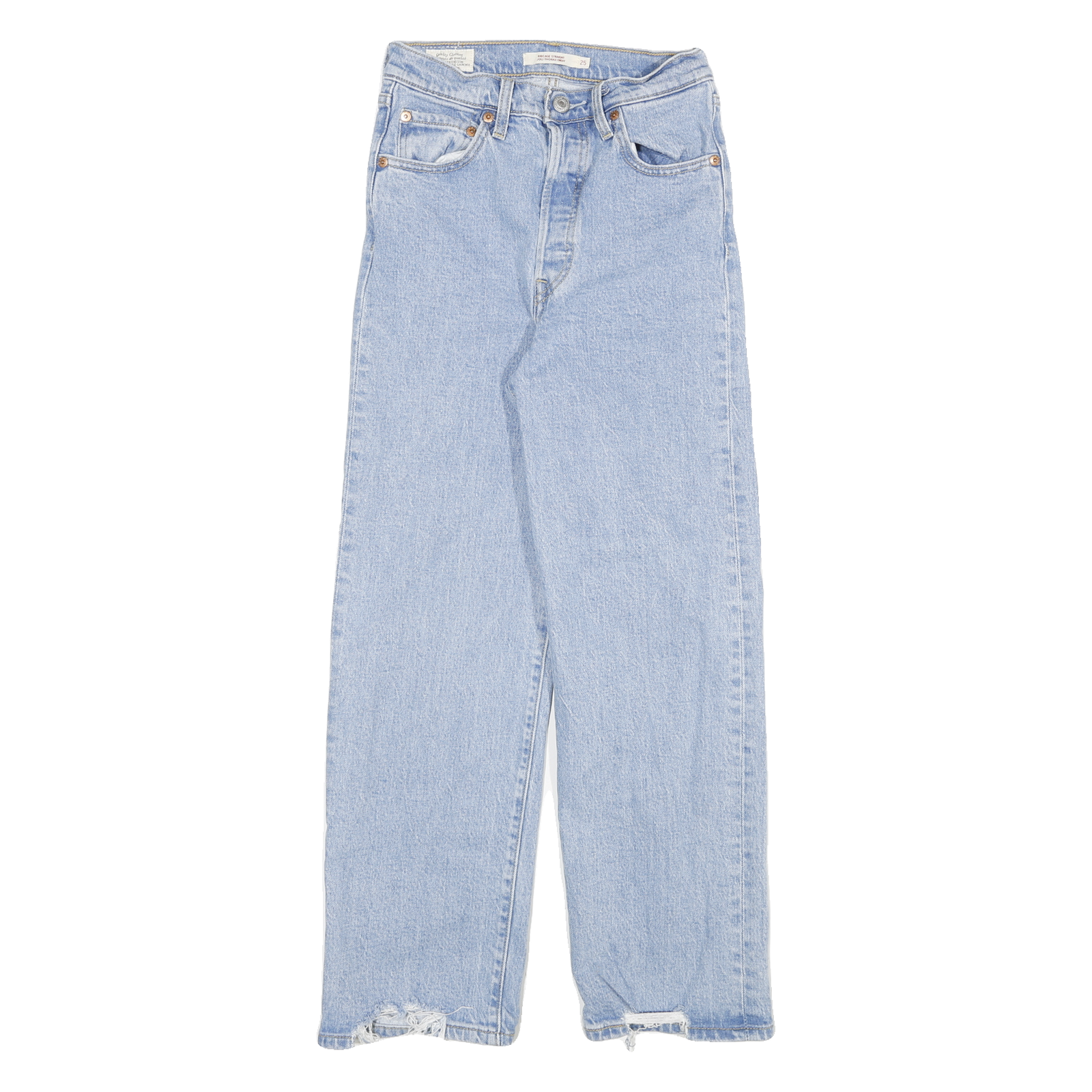 LEVI'S Ribcage Big E Womens Jeans Blue Regular Straight Denim Light W25 L27 High Refurbished - N/A refurbished available on Cerqular