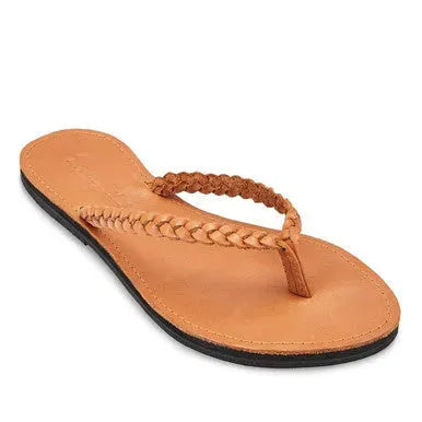 The Trenza Leather Flip Flop | Color: Caramel | Size: 5 Refurbished - Brave Soles refurbished available on Cerqular