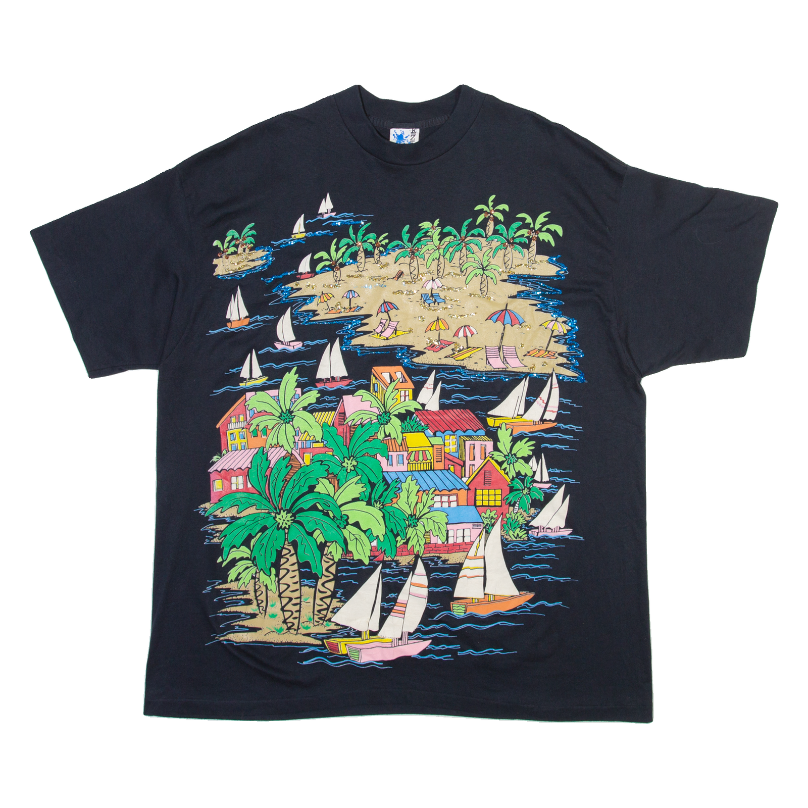 EZL Beach Scene Mens T-Shirt Black XL Refurbished - N/A refurbished available on Cerqular
