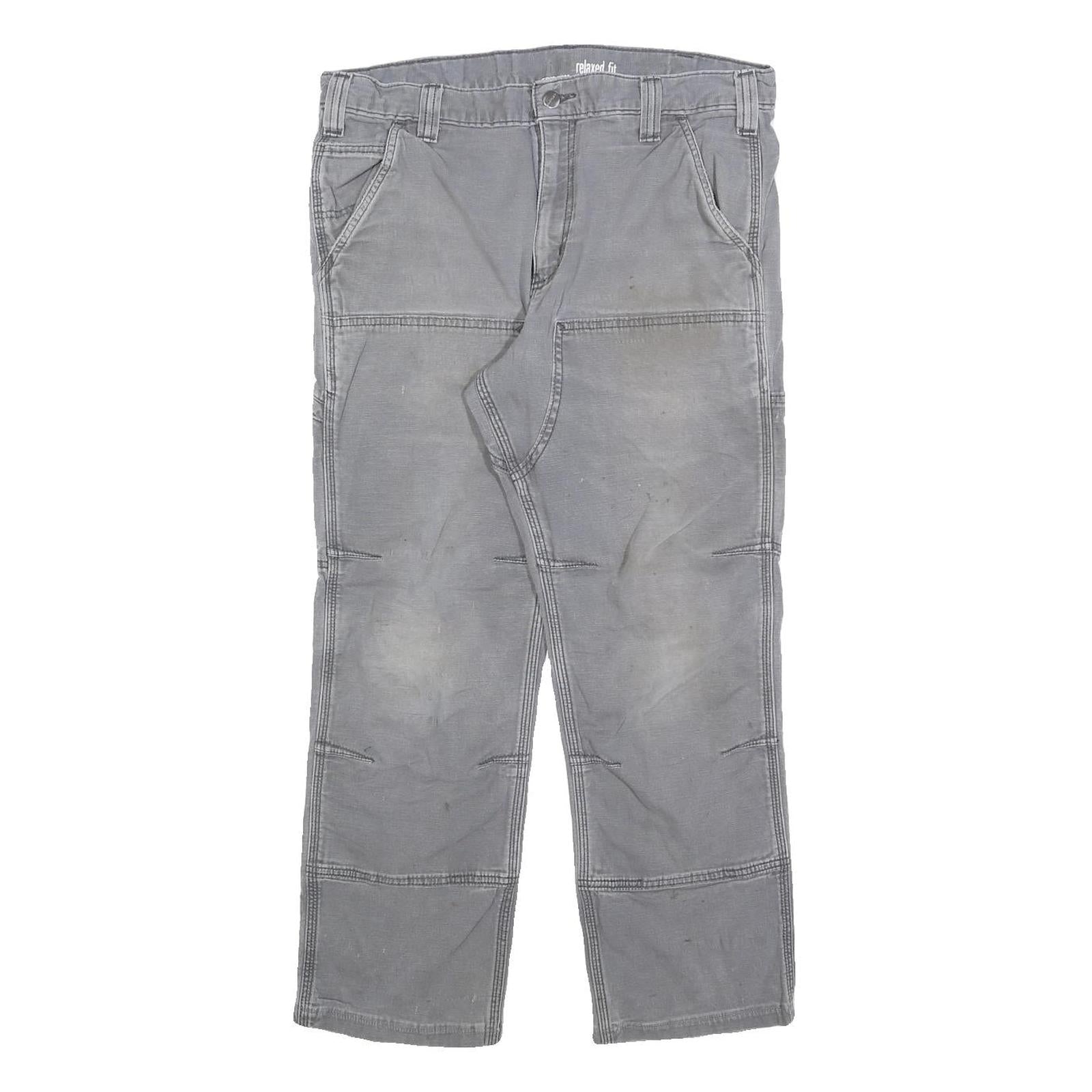 CARHARTT Mens Cotton Blend Grey Relaxed Fit Straight Trousers W34 L27 Workwear Refurbished - N/A refurbished available on Cerqular