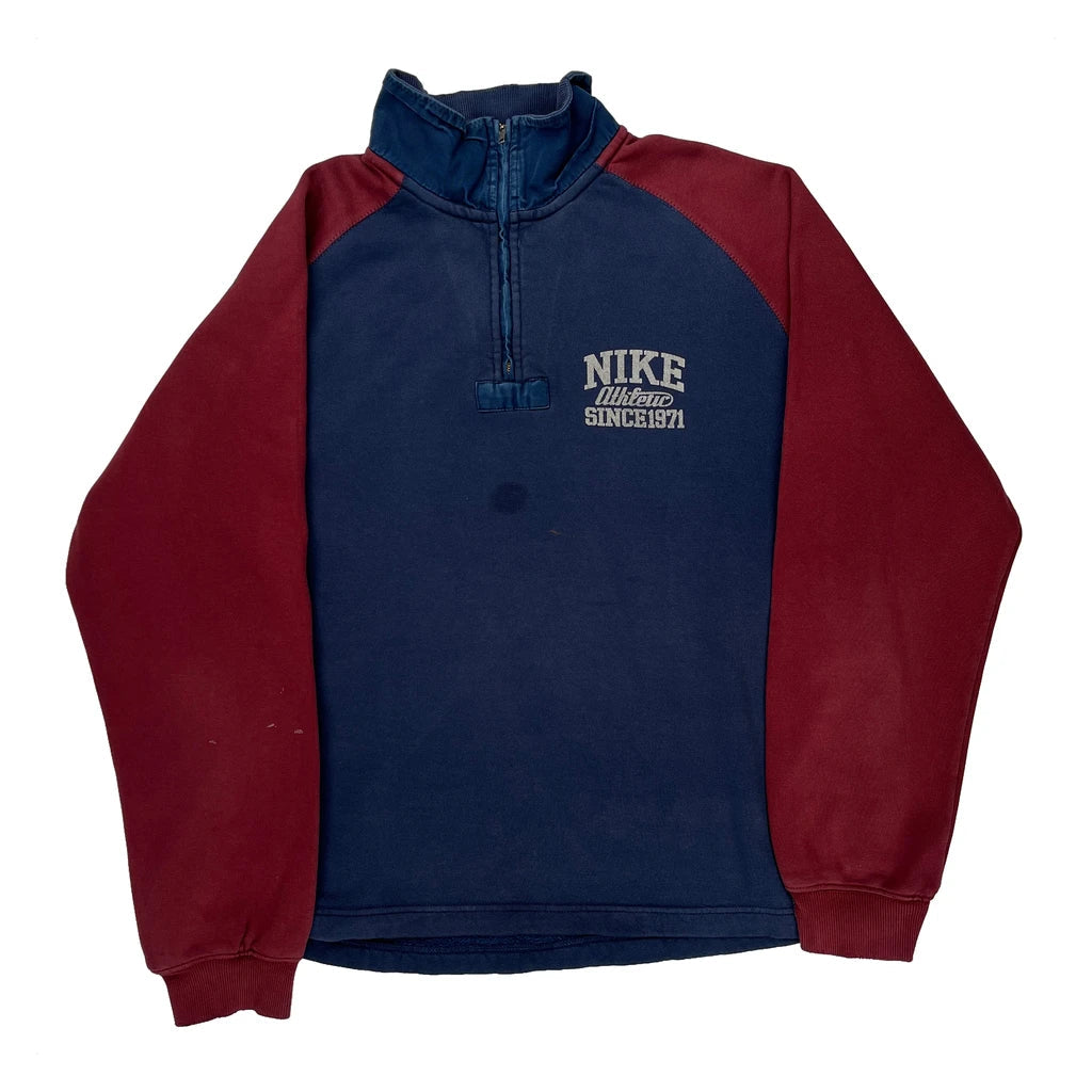 Since 1971 Nike Graphic 1/4 Zip - Large Blue Cotton Refurbished - Thrifted (note: this is a term often used to describe second- refurbished available on Cerqular