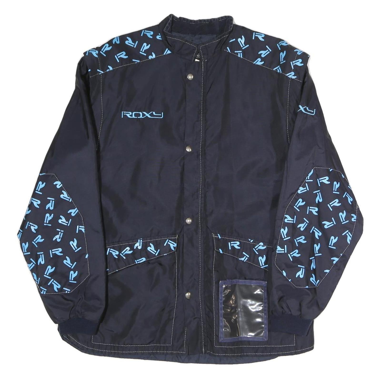 ROXY Mens Navy Blue Polyester Blend Track Jacket L Logo Print Zip Refurbished - N/A refurbished available on Cerqular