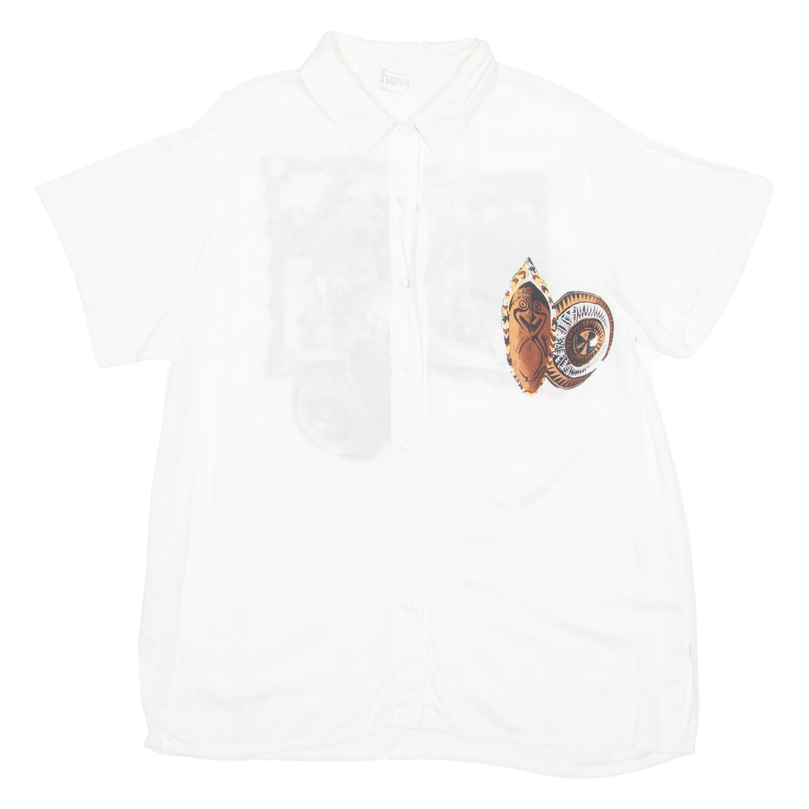 FIONA Womens Shirt White Crazy Pattern M Refurbished - N/A refurbished available on Cerqular