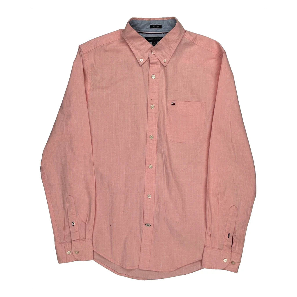 Tommy Hilfiger Shirt - Medium Pink Cotton Refurbished - Thrifted (note: this is a term often used to describe second- refurbished available on Cerqular