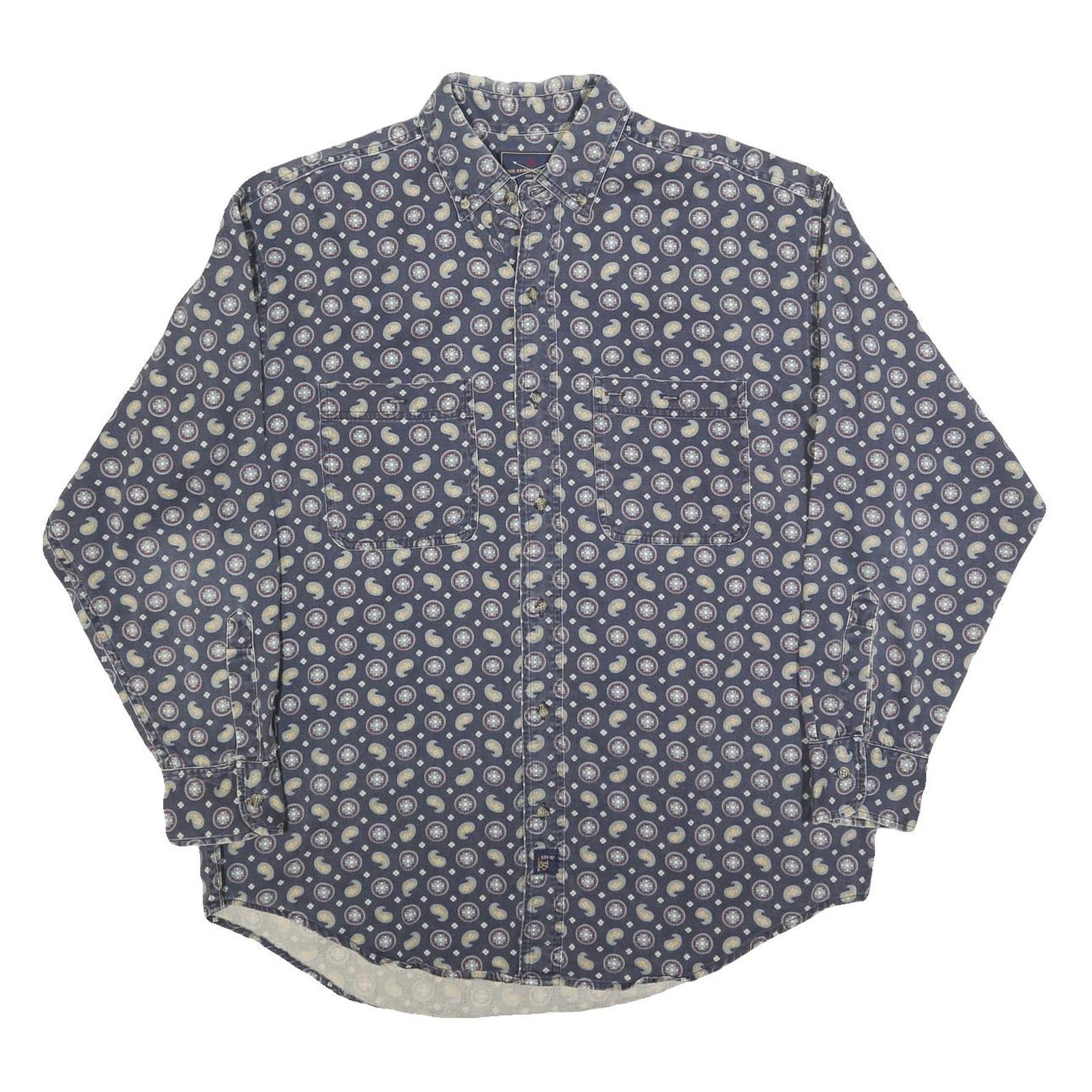 THE ARROW COMPANY Mens Blue & Cream Paisley Cotton Blend Shirt L Long Sleeve Refurbished - N/A refurbished available on Cerqular