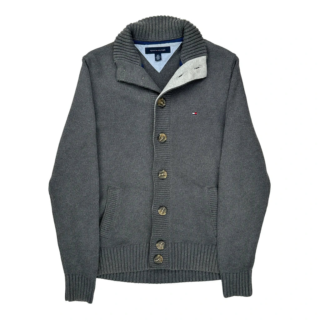 Tommy Hilfiger Cardigan - Small Grey Cotton Refurbished - Thrifted (note: this is a term often used to describe second- refurbished available on Cerqular