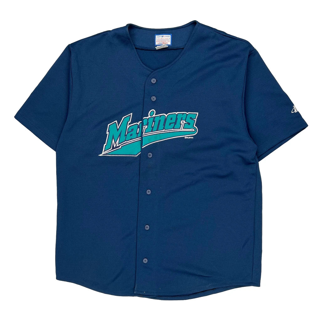 Buy Mariners Logo Athletics Mlb Jersey - Large Blue Polyester Refurbished - $73.69 Mariners Logo Athletics Mlb Jersey - Large Blue Polyester Refurbished - Thrifted (note: this is a term often used to describe second- refurbished available on Cerqular
